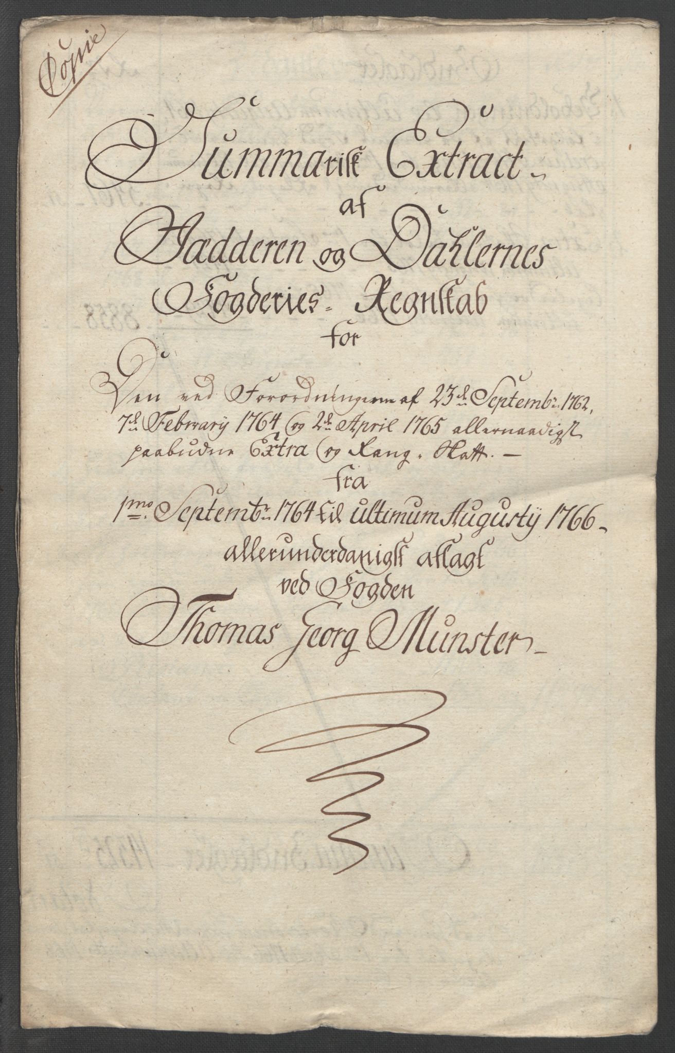 Rentekammeret inntil 1814, Reviderte regnskaper, Fogderegnskap, AV/RA-EA-4092/R46/L2836: Ekstraskatten Jæren og Dalane, 1764-1766, p. 9