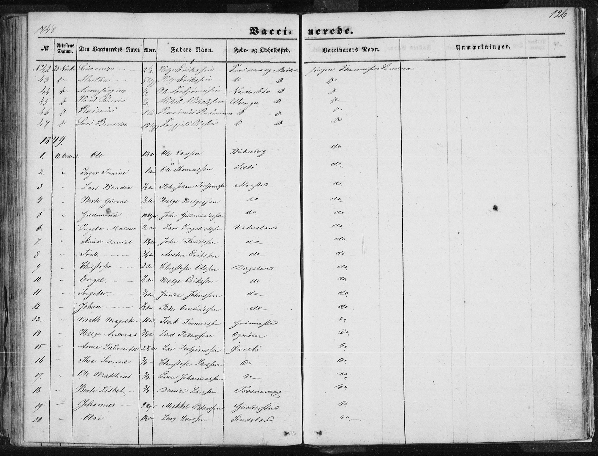 Tysvær sokneprestkontor, SAST/A -101864/H/Ha/Haa/L0002: Parish register (official) no. A 2, 1847-1856, p. 126