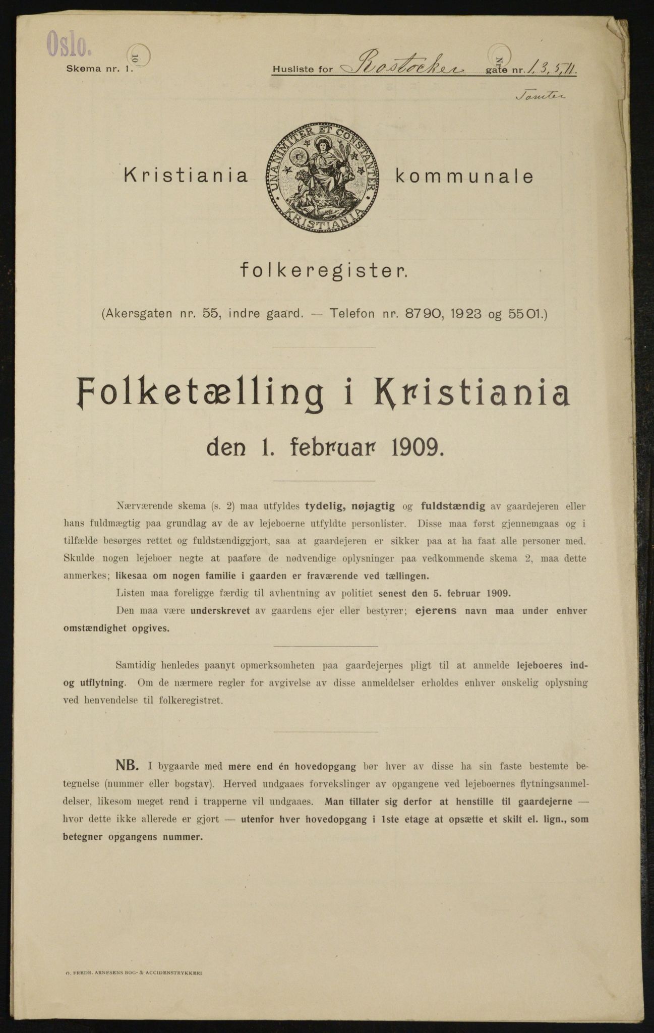 OBA, Municipal Census 1909 for Kristiania, 1909, p. 76718