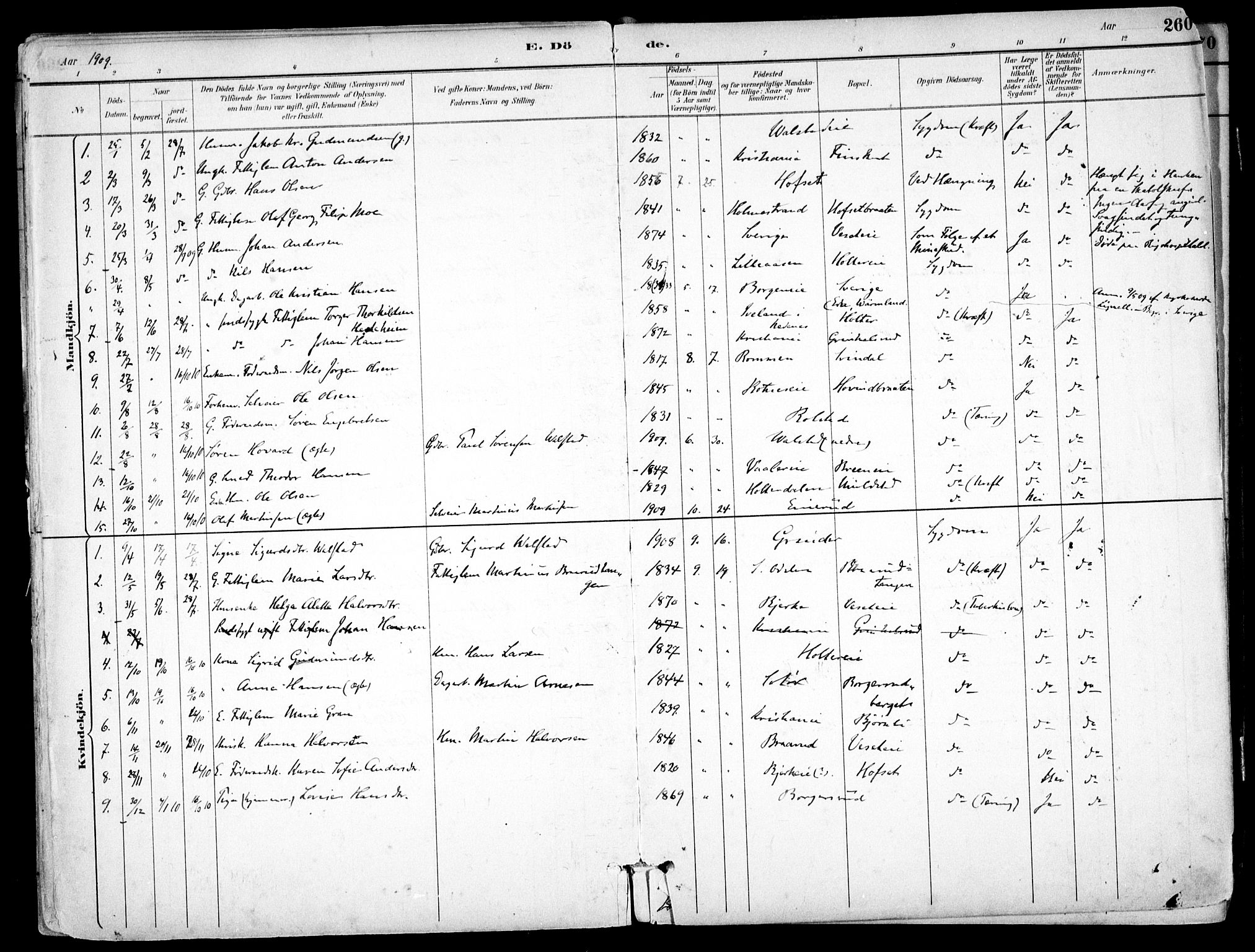 Nes prestekontor Kirkebøker, SAO/A-10410/F/Fb/L0002: Parish register (official) no. II 2, 1883-1918, p. 260