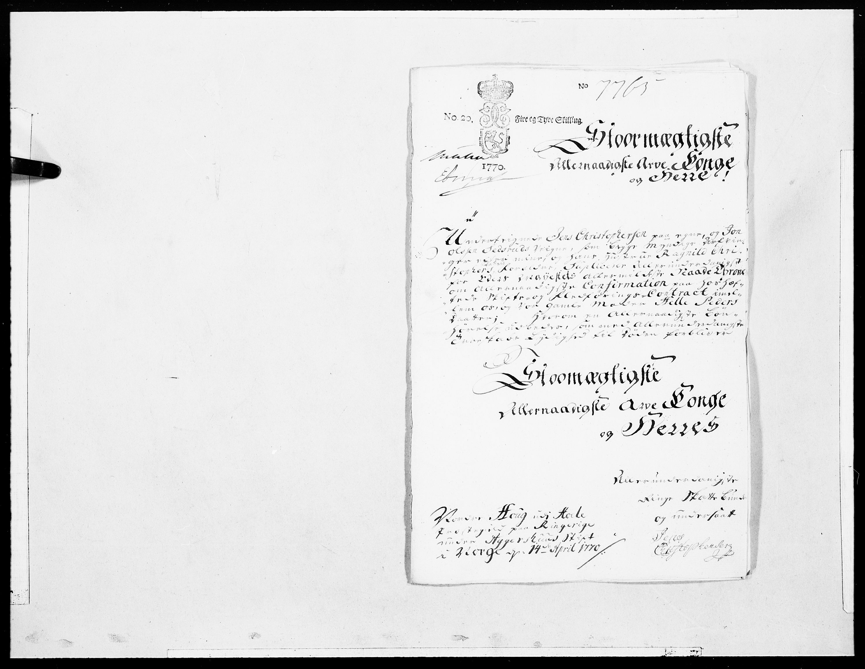 Danske Kanselli 1572-1799, AV/RA-EA-3023/F/Fc/Fcc/Fcca/L0202: Norske innlegg 1572-1799, 1770, p. 98