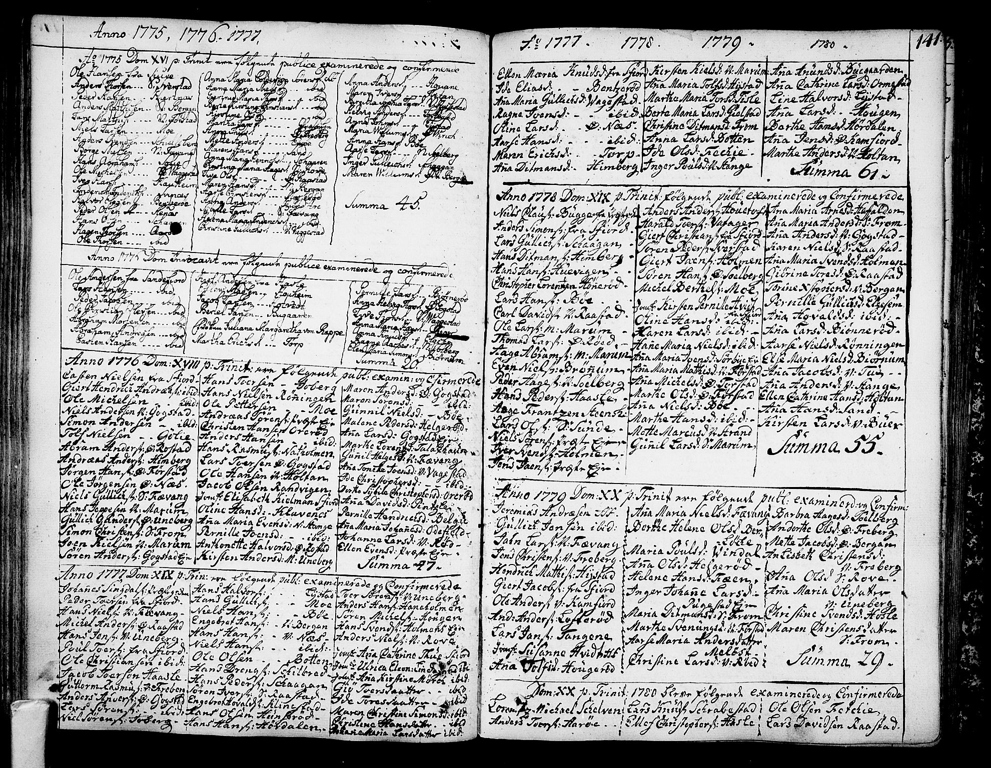 Sandar kirkebøker, SAKO/A-243/F/Fa/L0002: Parish register (official) no. 2, 1733-1788, p. 141