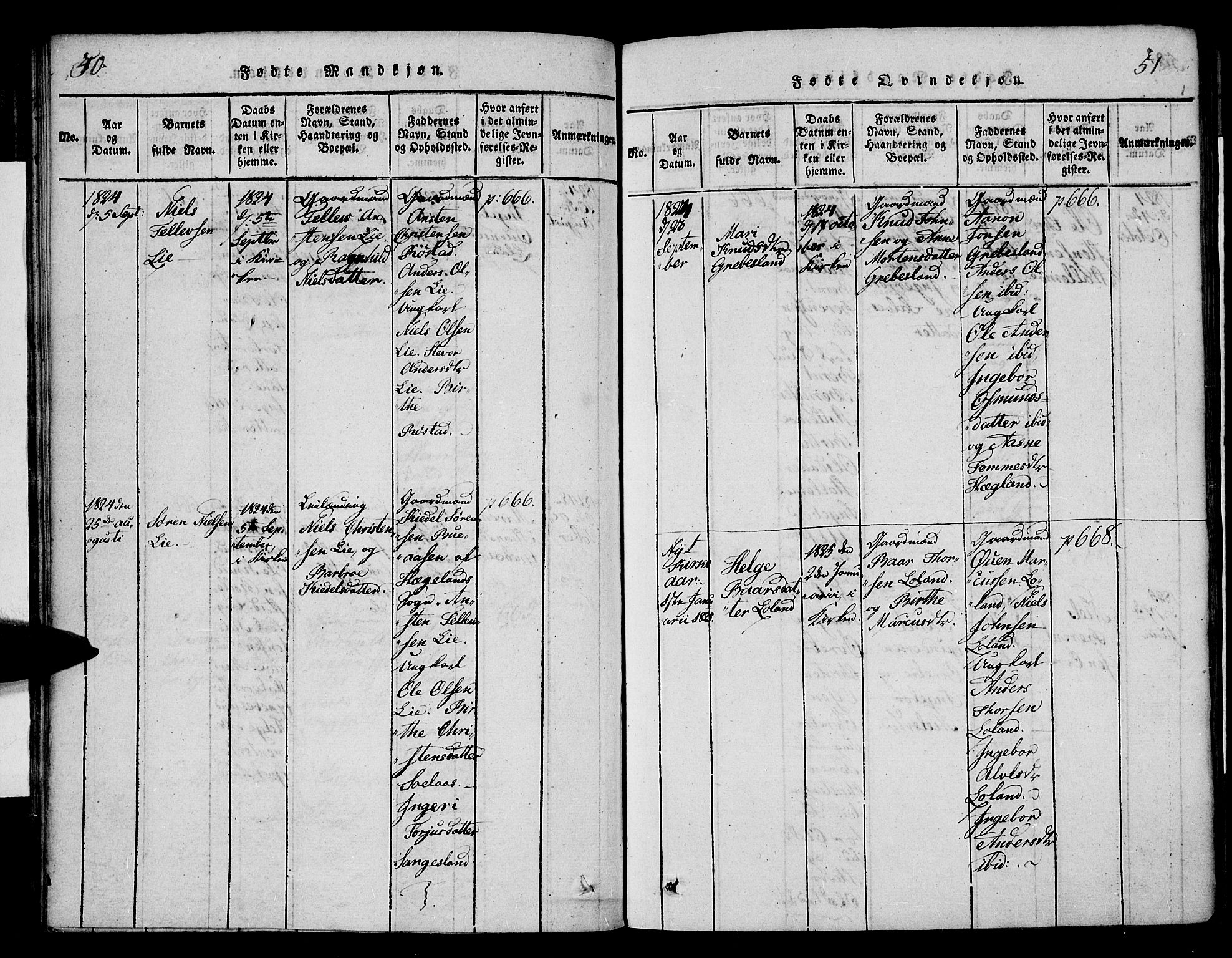 Vennesla sokneprestkontor, SAK/1111-0045/Fa/Fac/L0003: Parish register (official) no. A 3, 1820-1834, p. 50-51