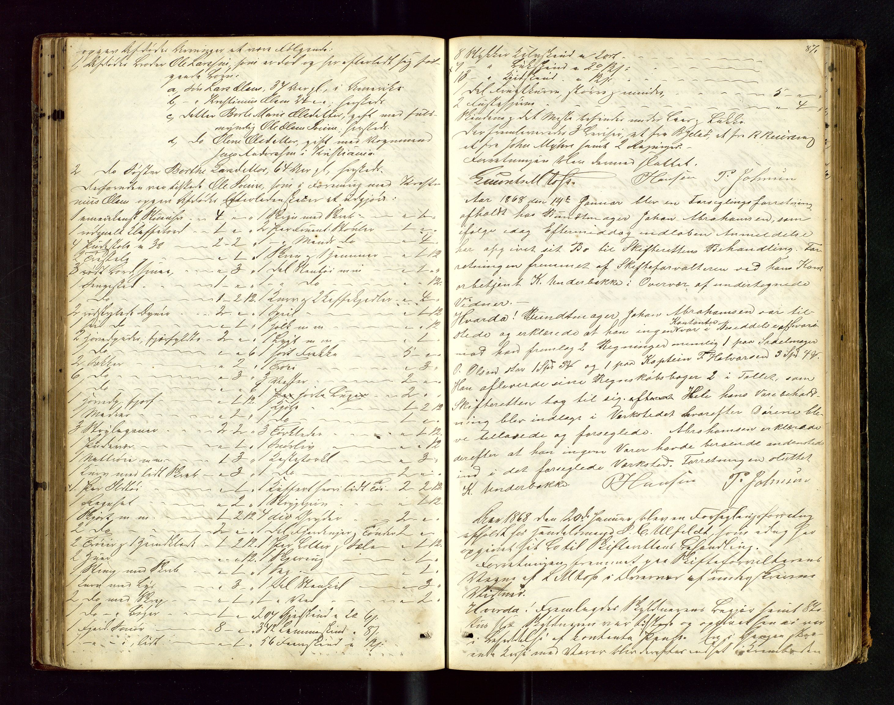 Stavanger byfogd, AV/SAST-A-101408/001/5/50/503BA/L0003: Registreringsprotokoll, 1864-1882, p. 87
