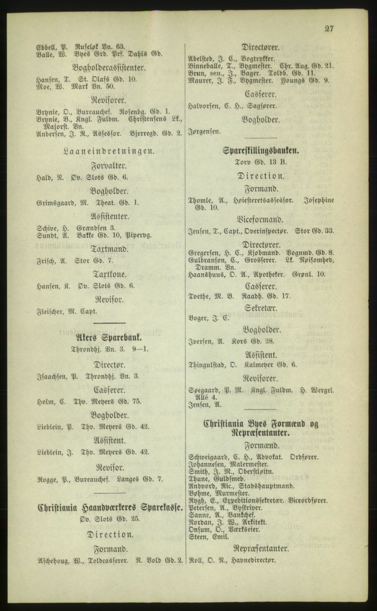 Kristiania/Oslo adressebok, PUBL/-, 1880, p. 27