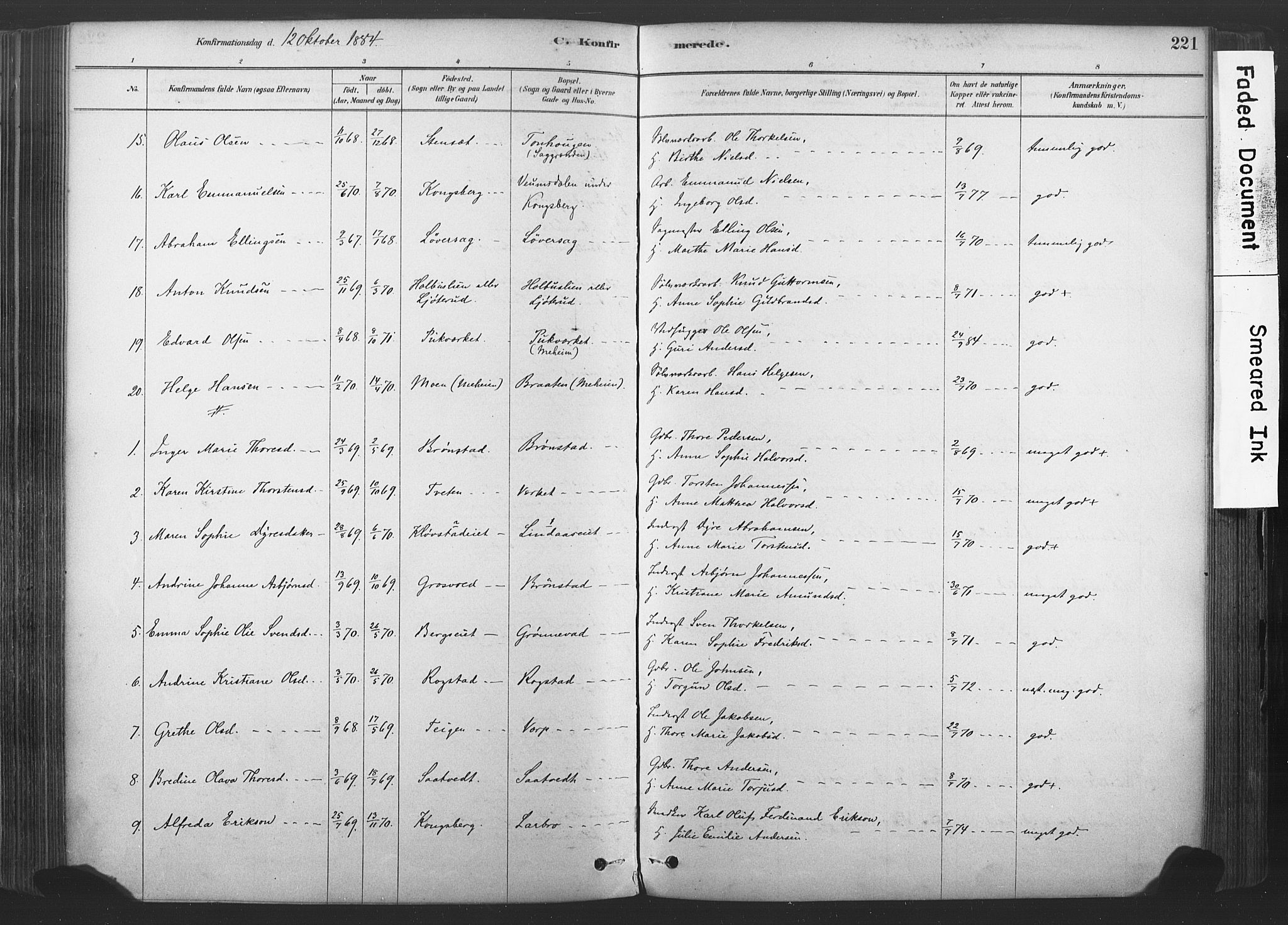 Sandsvær kirkebøker, AV/SAKO-A-244/F/Fd/L0001: Parish register (official) no. IV 1, 1878-1906, p. 221