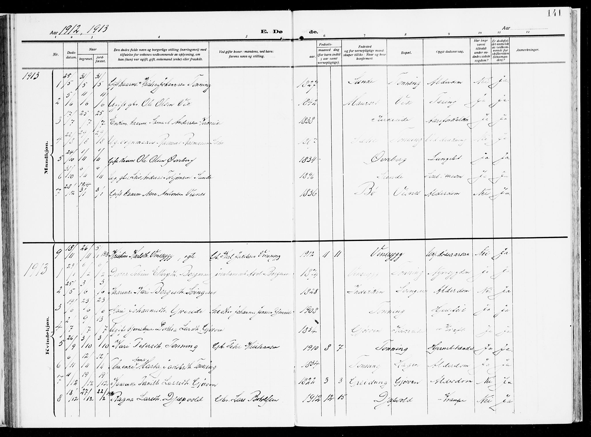 Stryn Sokneprestembete, AV/SAB-A-82501: Parish register (official) no. B 2, 1908-1936, p. 141