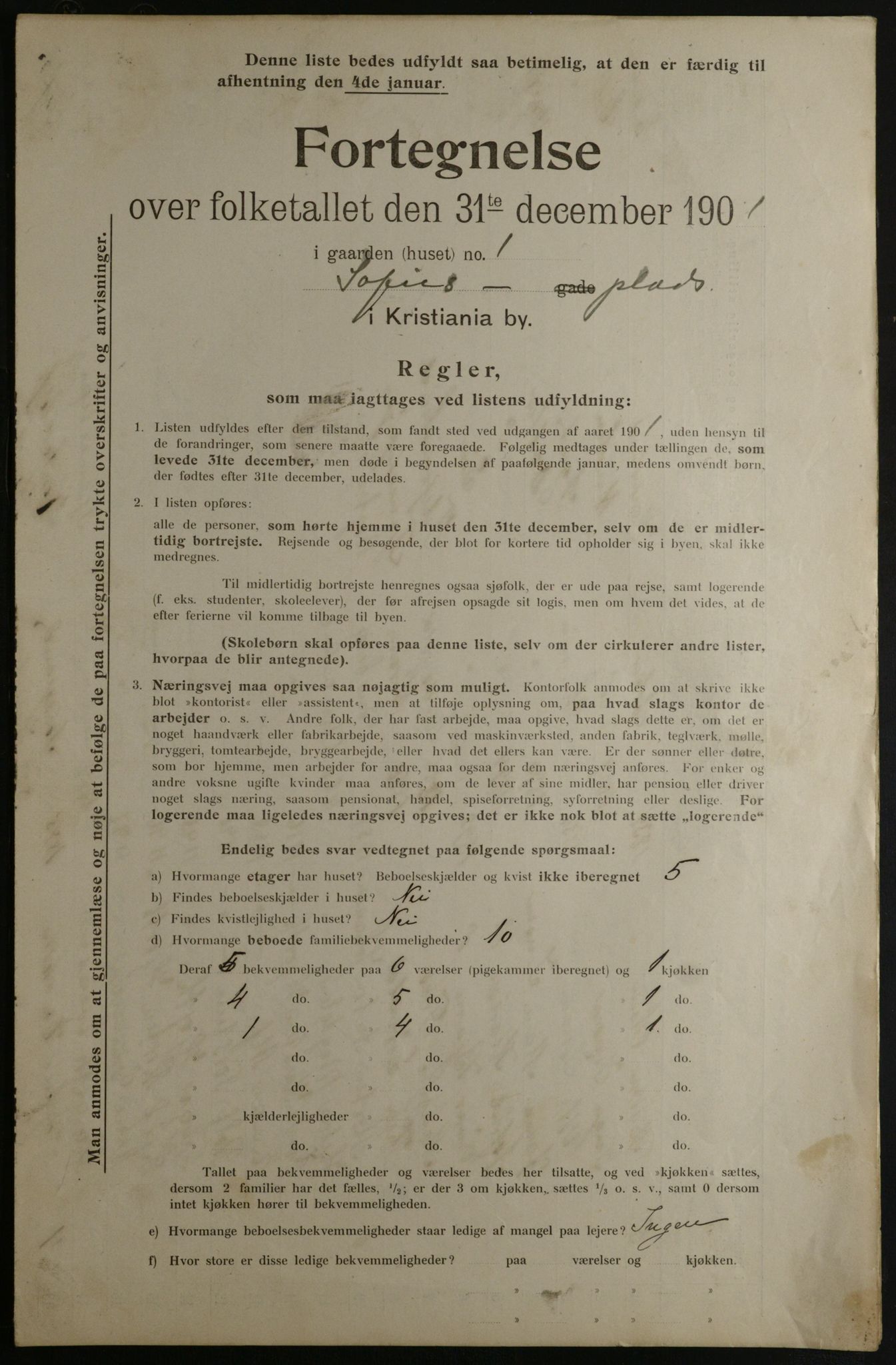 OBA, Municipal Census 1901 for Kristiania, 1901, p. 15294