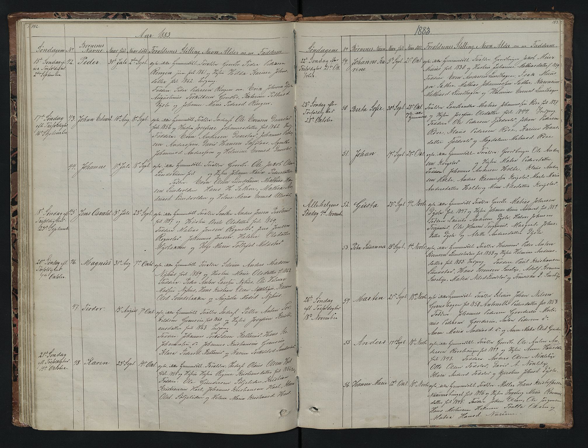 Vestre Toten prestekontor, AV/SAH-PREST-108/H/Ha/Hab/L0007: Parish register (copy) no. 7, 1872-1900, p. 152-153