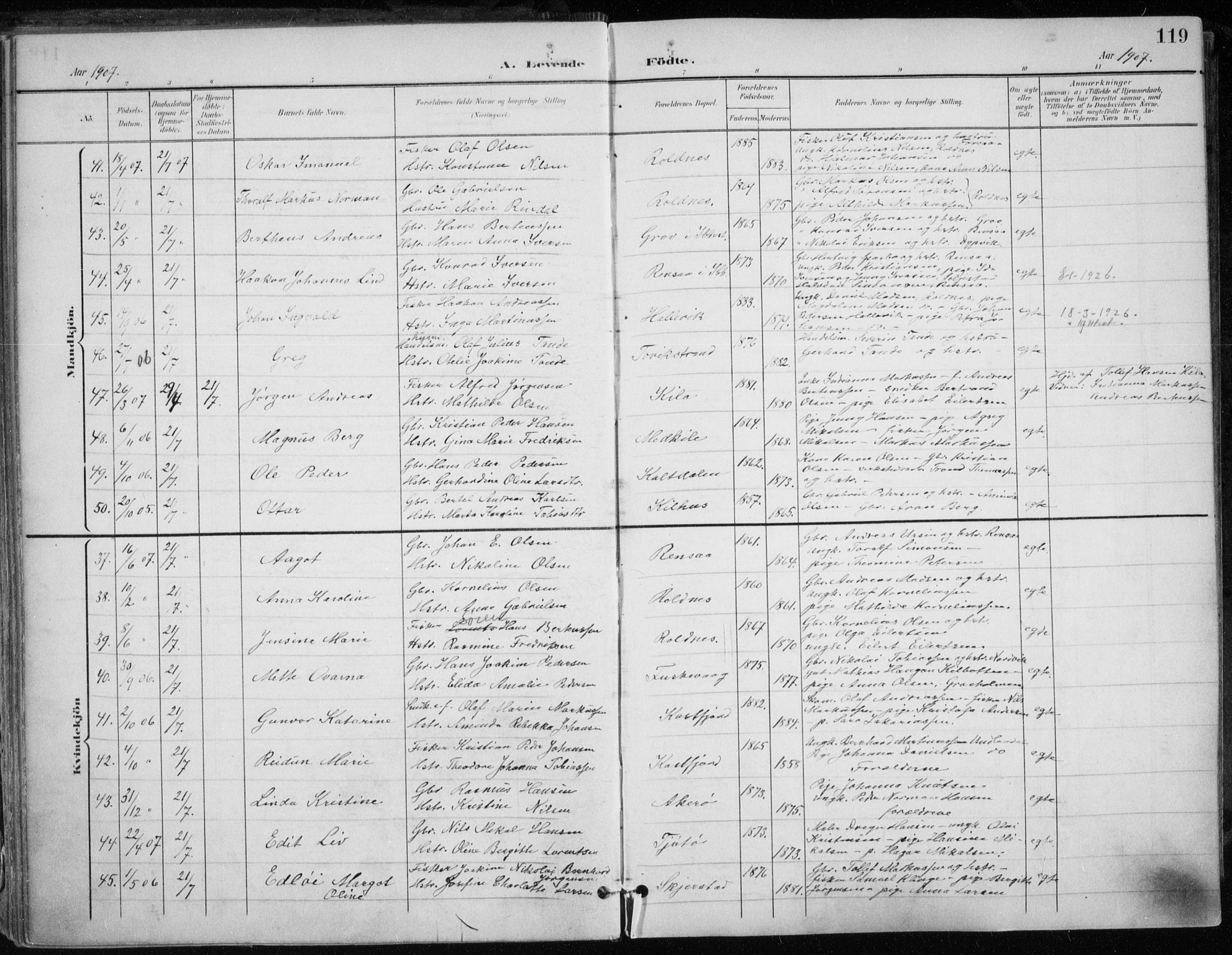 Trondenes sokneprestkontor, SATØ/S-1319/H/Ha/L0017kirke: Parish register (official) no. 17, 1899-1908, p. 119