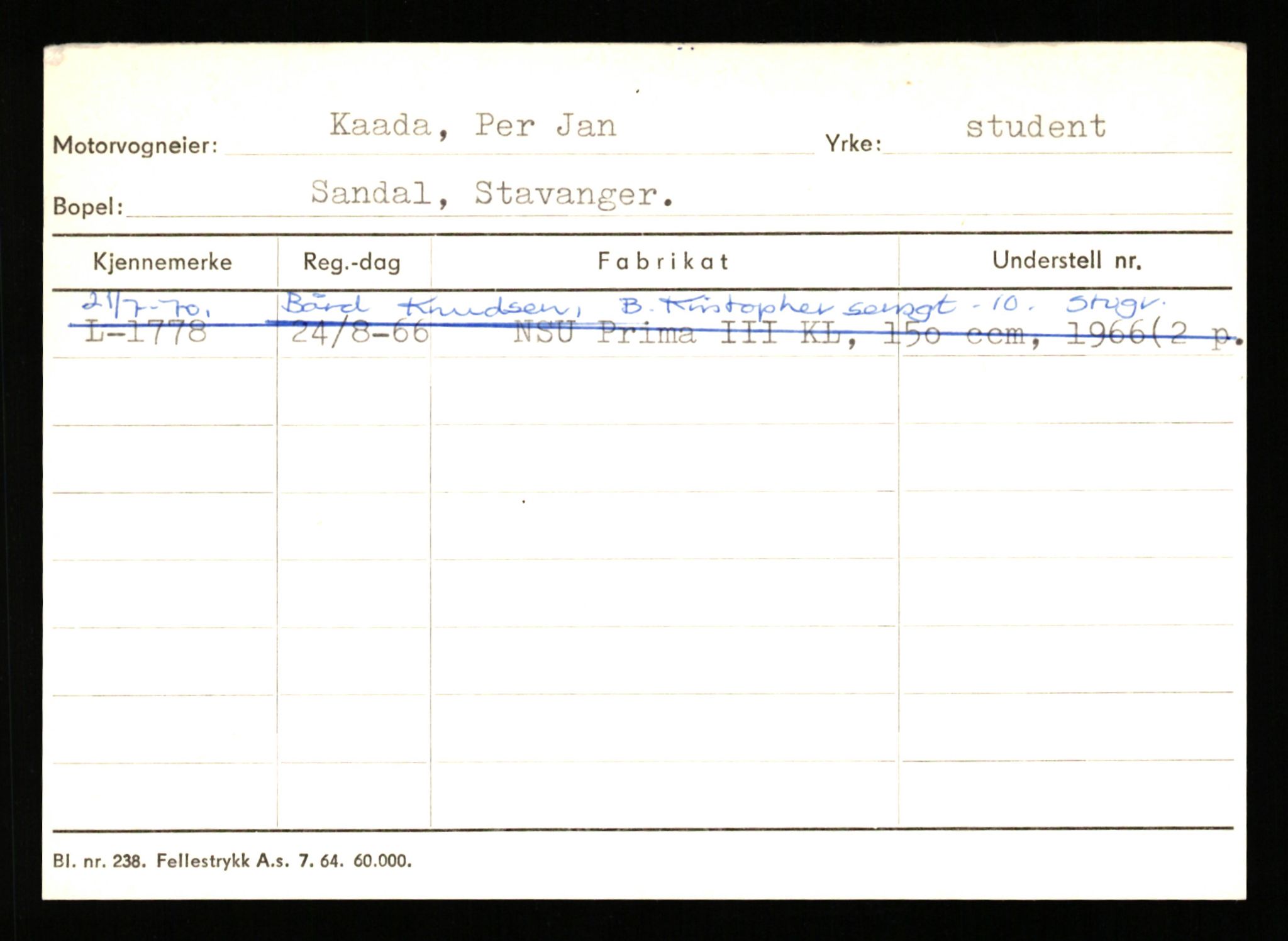 Stavanger trafikkstasjon, AV/SAST-A-101942/0/H/L0021: Kristiania - Landsnes, 1930-1971, p. 2286