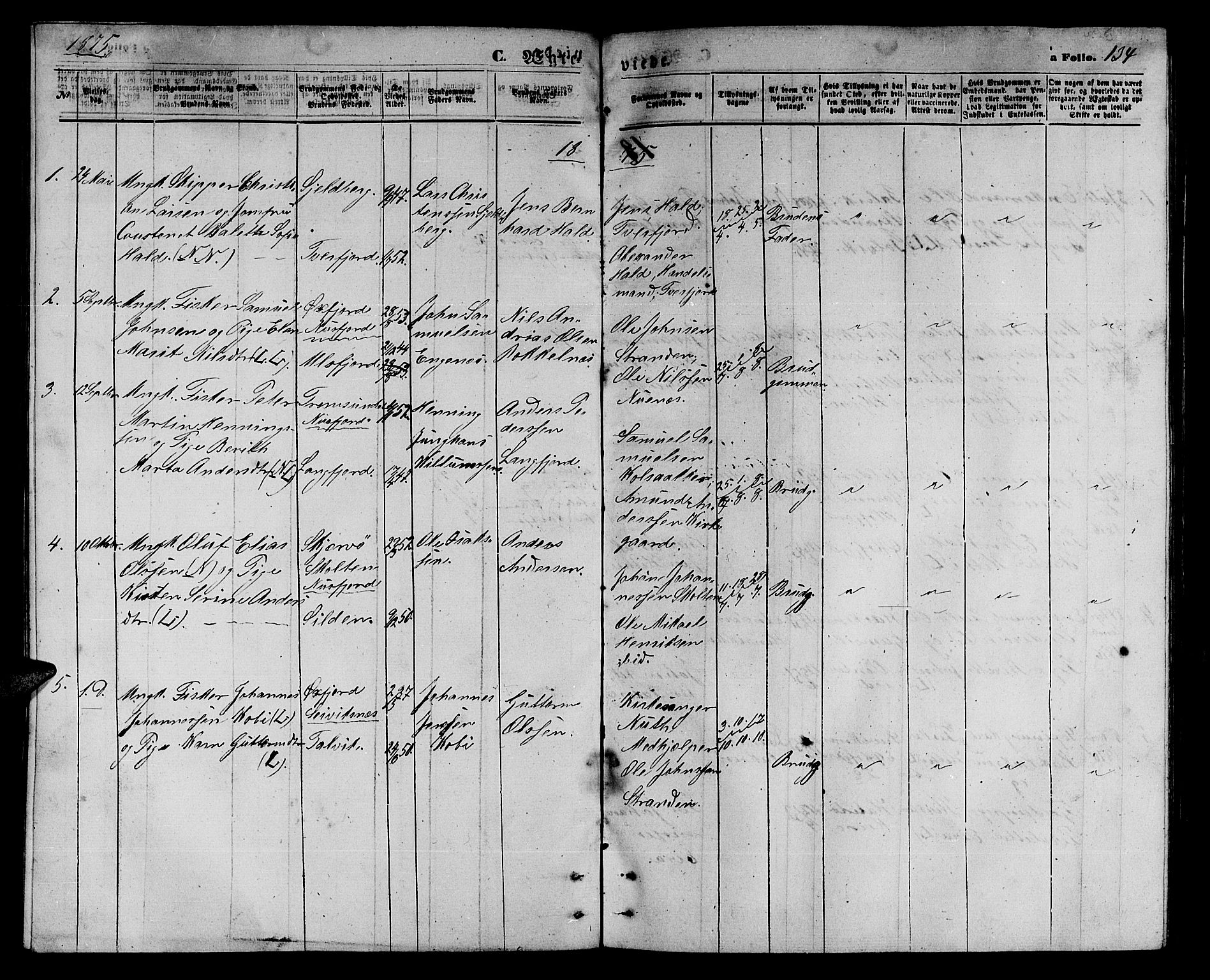 Loppa sokneprestkontor, SATØ/S-1339/H/Hb/L0004klokker: Parish register (copy) no. 4, 1864-1880, p. 134