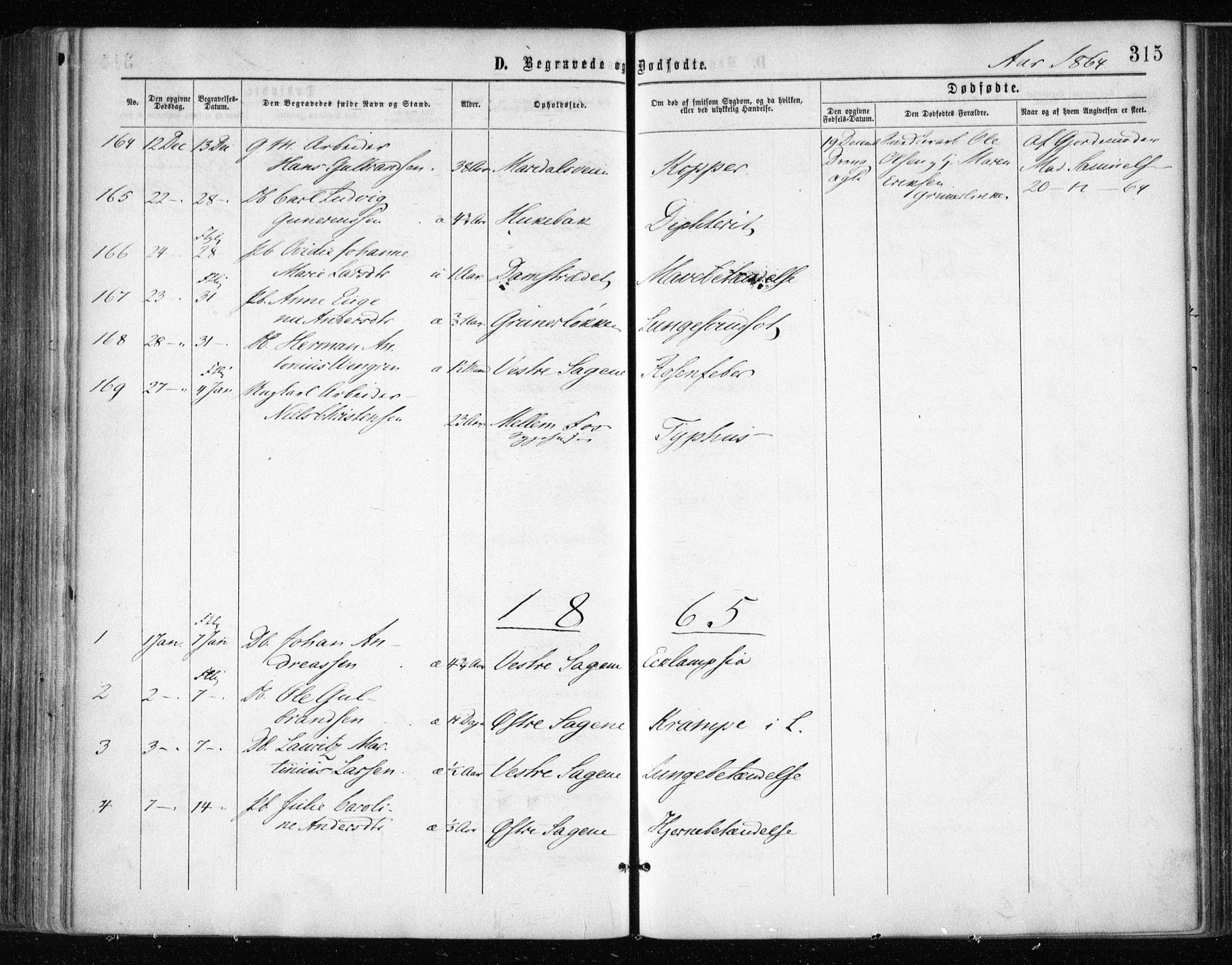 Gamle Aker prestekontor Kirkebøker, SAO/A-10617a/F/L0002: Parish register (official) no. 2, 1864-1872, p. 315
