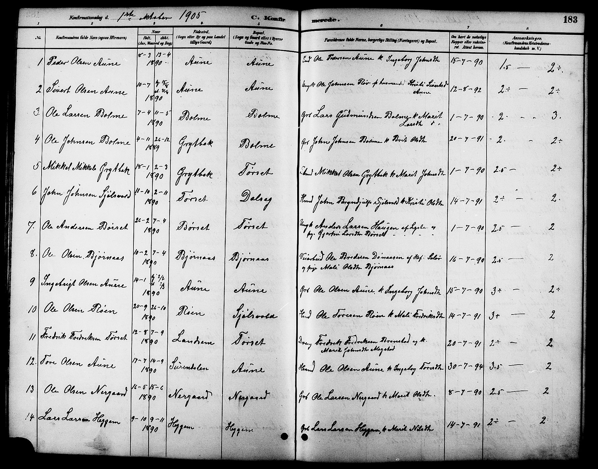 Ministerialprotokoller, klokkerbøker og fødselsregistre - Møre og Romsdal, AV/SAT-A-1454/598/L1078: Parish register (copy) no. 598C03, 1892-1909, p. 183