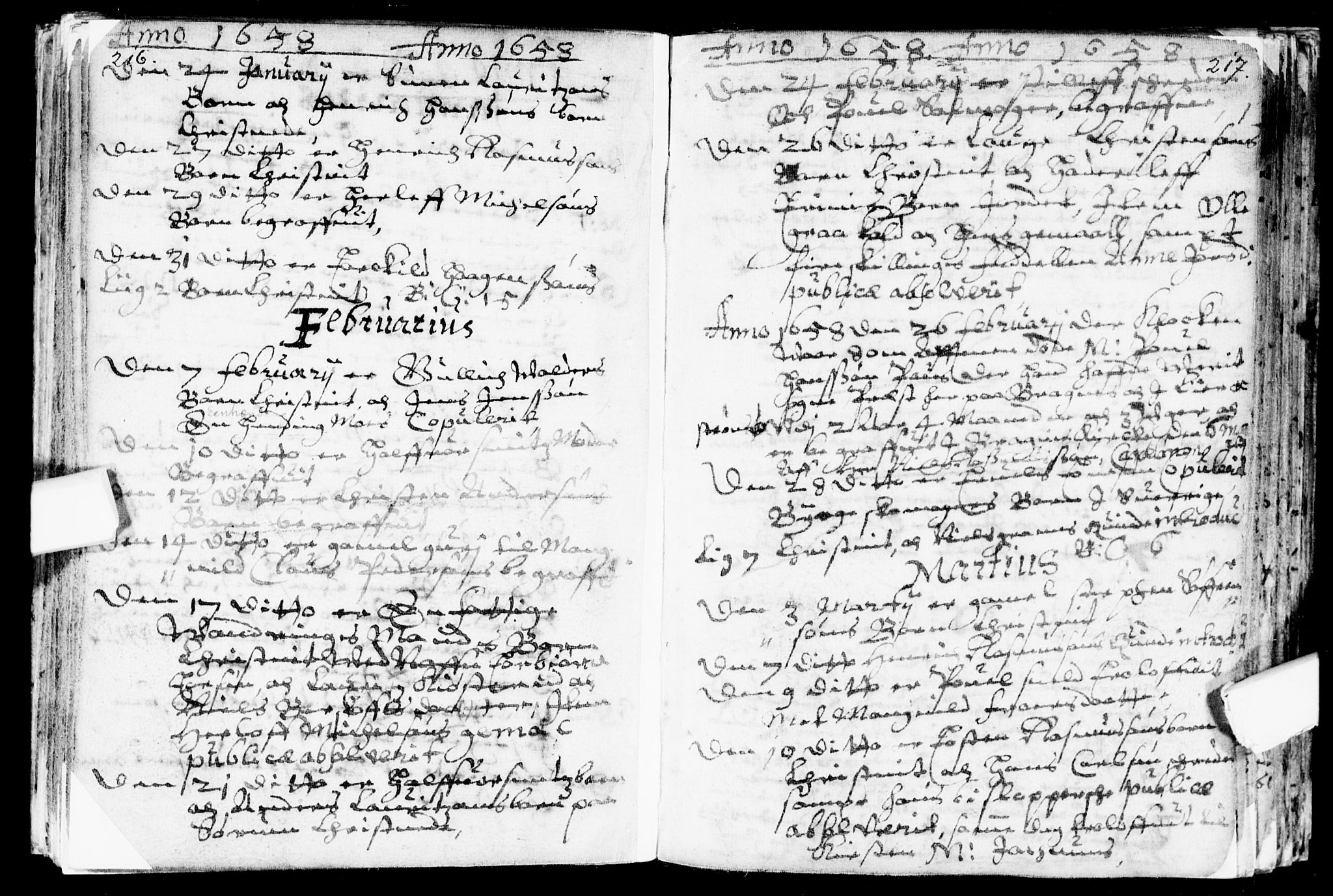 Bragernes kirkebøker, AV/SAKO-A-6/F/Fa/L0001: Parish register (official) no. I 1, 1634-1662, p. 216-217