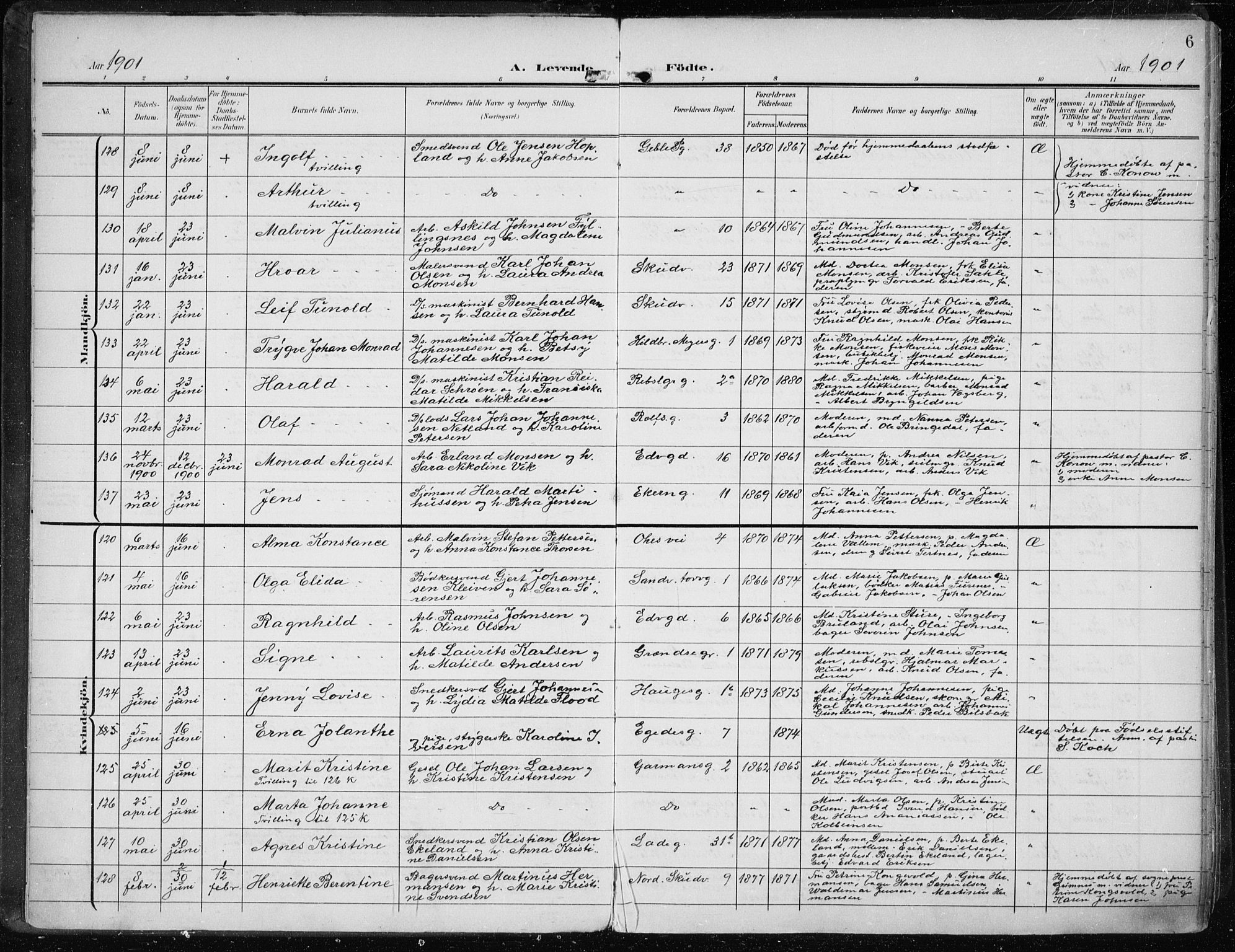 Sandviken Sokneprestembete, AV/SAB-A-77601/H/Ha/L0006: Parish register (official) no. B 3, 1901-1912, p. 6