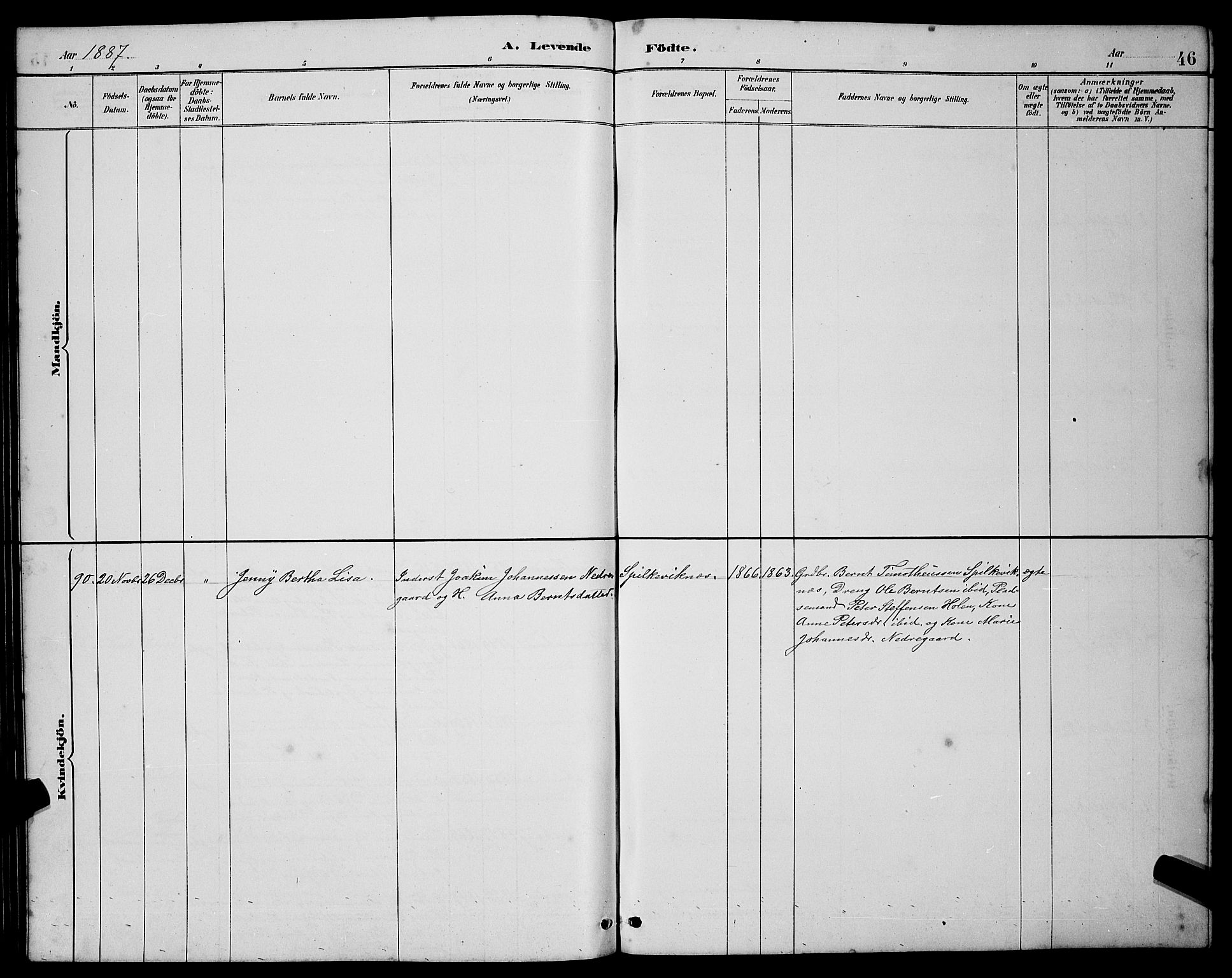 Ministerialprotokoller, klokkerbøker og fødselsregistre - Møre og Romsdal, AV/SAT-A-1454/528/L0431: Parish register (copy) no. 528C12, 1885-1898, p. 46