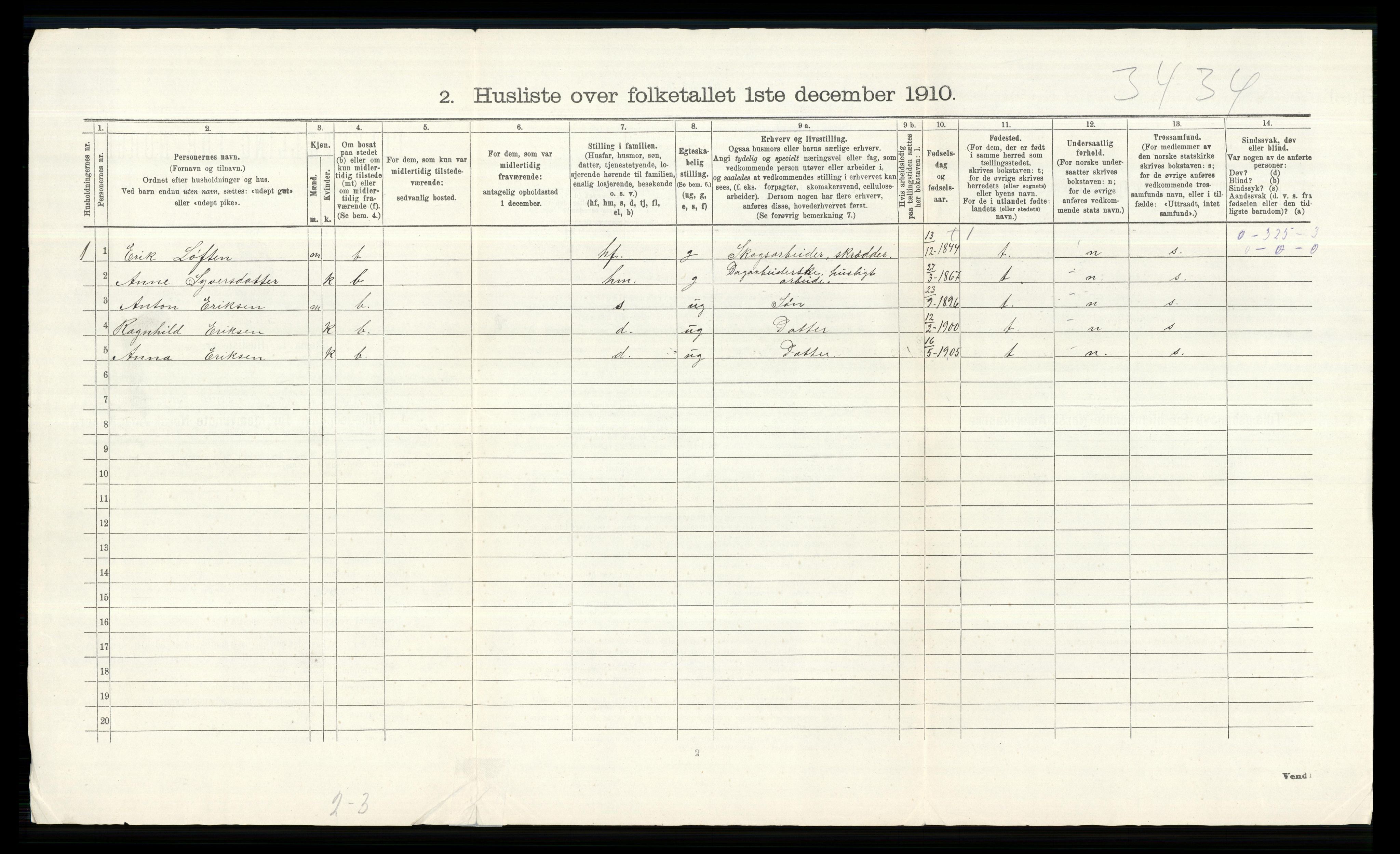 RA, 1910 census for Nord-Fron, 1910, p. 45