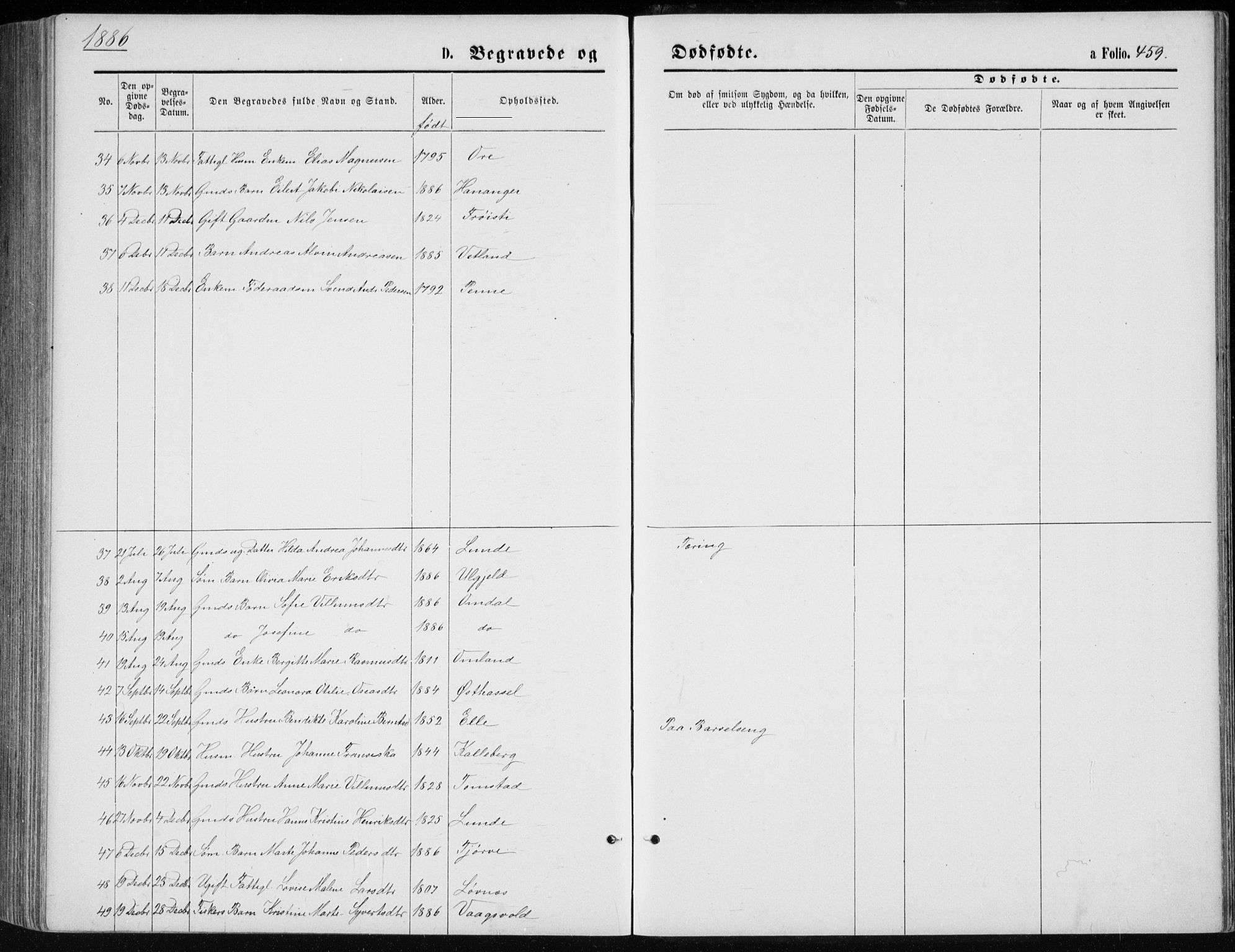 Lista sokneprestkontor, AV/SAK-1111-0027/F/Fb/L0004: Parish register (copy) no. B 4, 1877-1891, p. 459