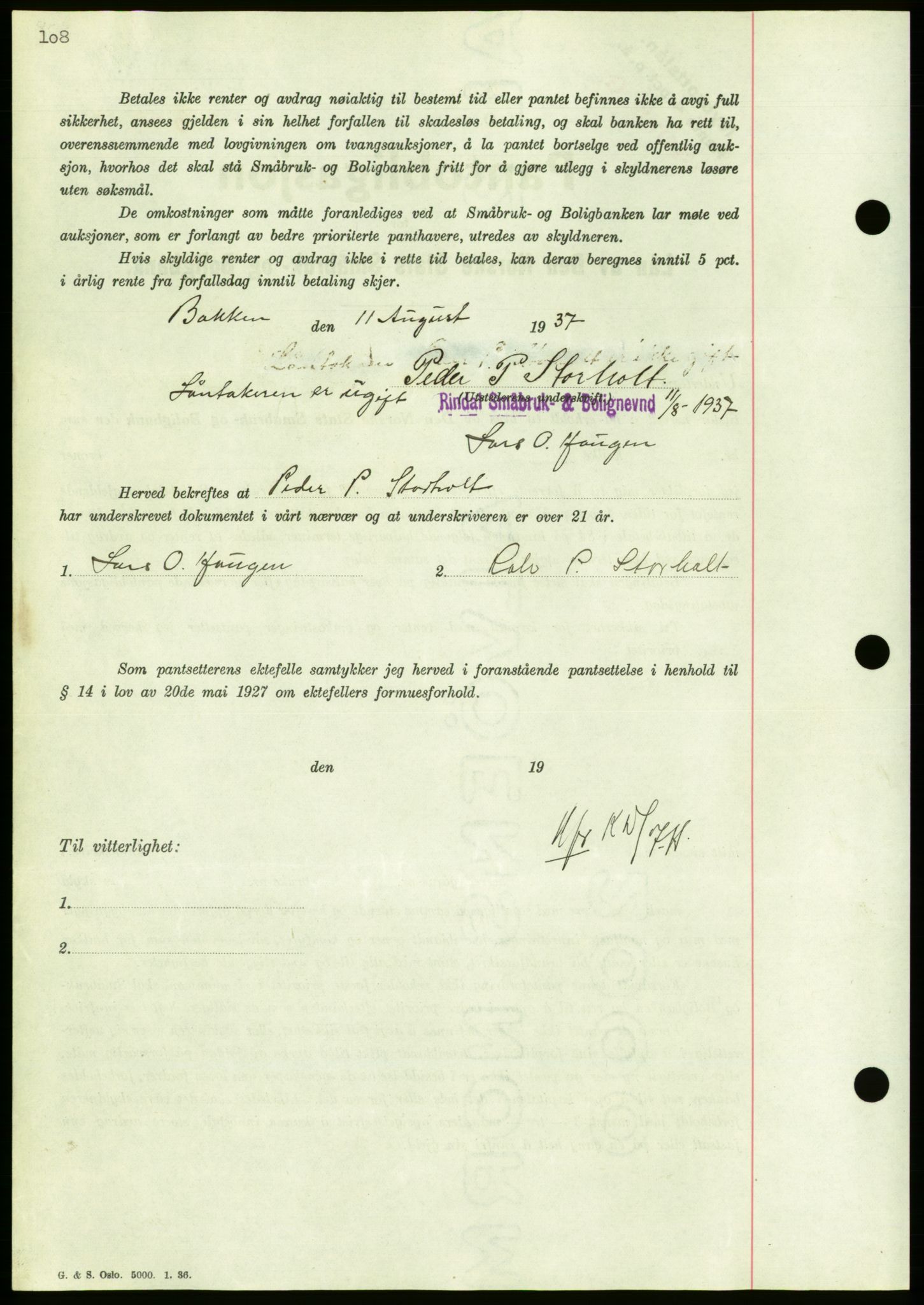 Nordmøre sorenskriveri, AV/SAT-A-4132/1/2/2Ca/L0092: Mortgage book no. B82, 1937-1938, Diary no: : 2513/1937