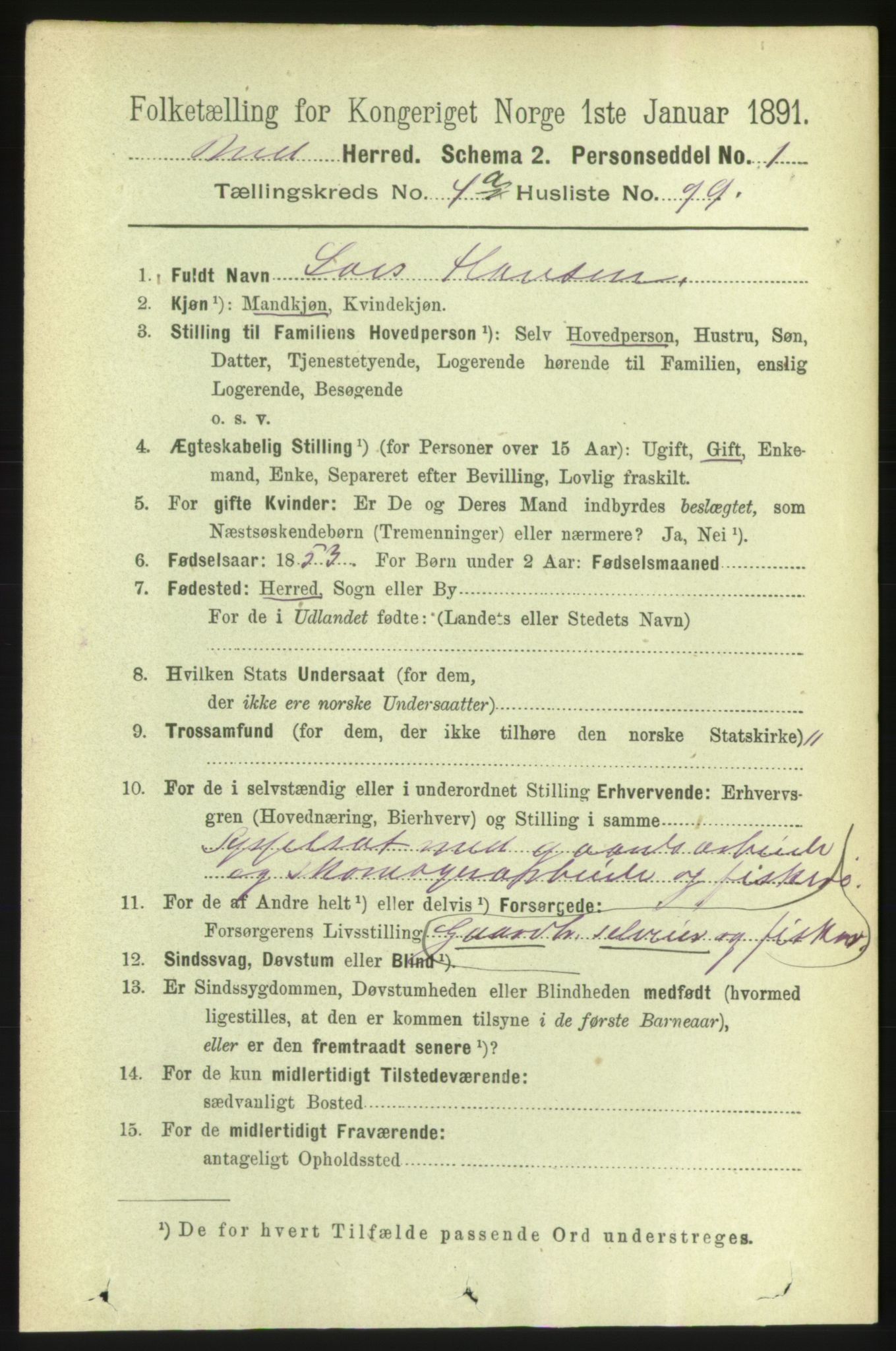 RA, 1891 census for 1549 Bud, 1891, p. 2765