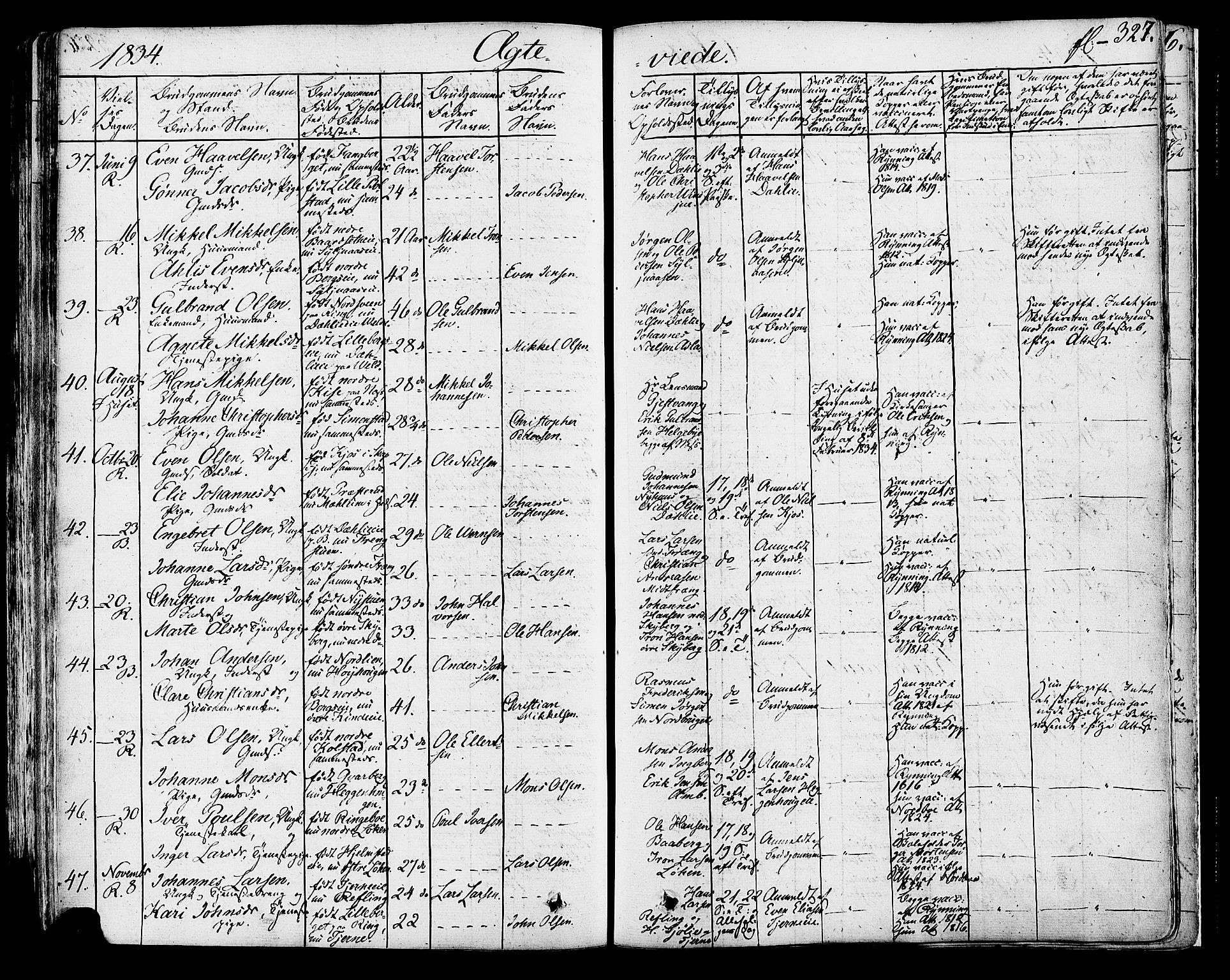 Ringsaker prestekontor, SAH/PREST-014/K/Ka/L0007: Parish register (official) no. 7A, 1826-1837, p. 327