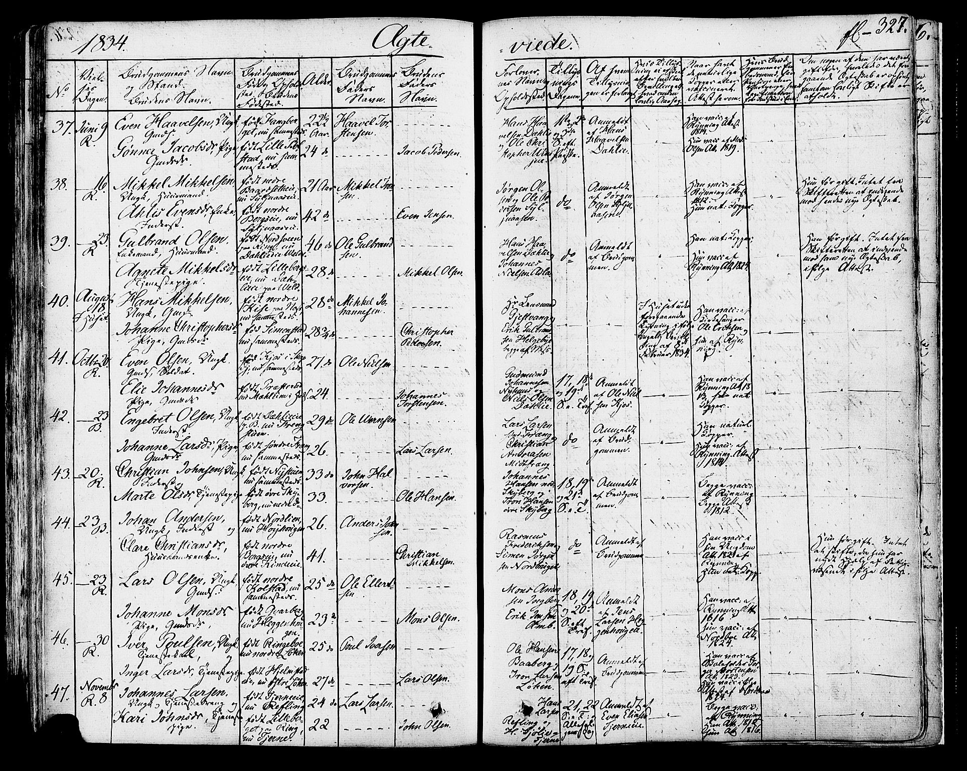 Ringsaker prestekontor, AV/SAH-PREST-014/K/Ka/L0007: Parish register (official) no. 7A, 1826-1837, p. 327