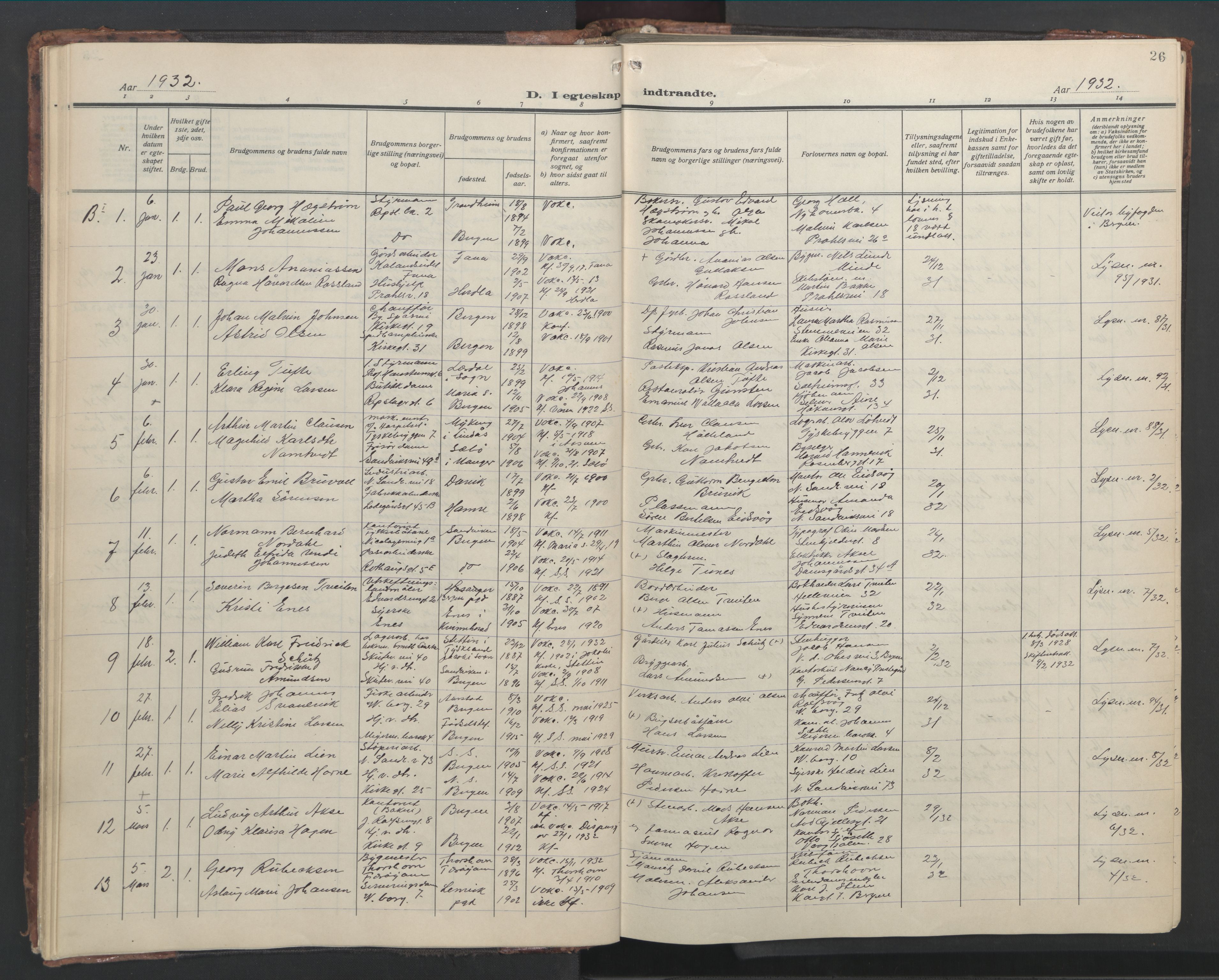 Sandviken Sokneprestembete, SAB/A-77601/H/Hb/L0015: Parish register (copy) no. D 2, 1929-1953, p. 25b-26a