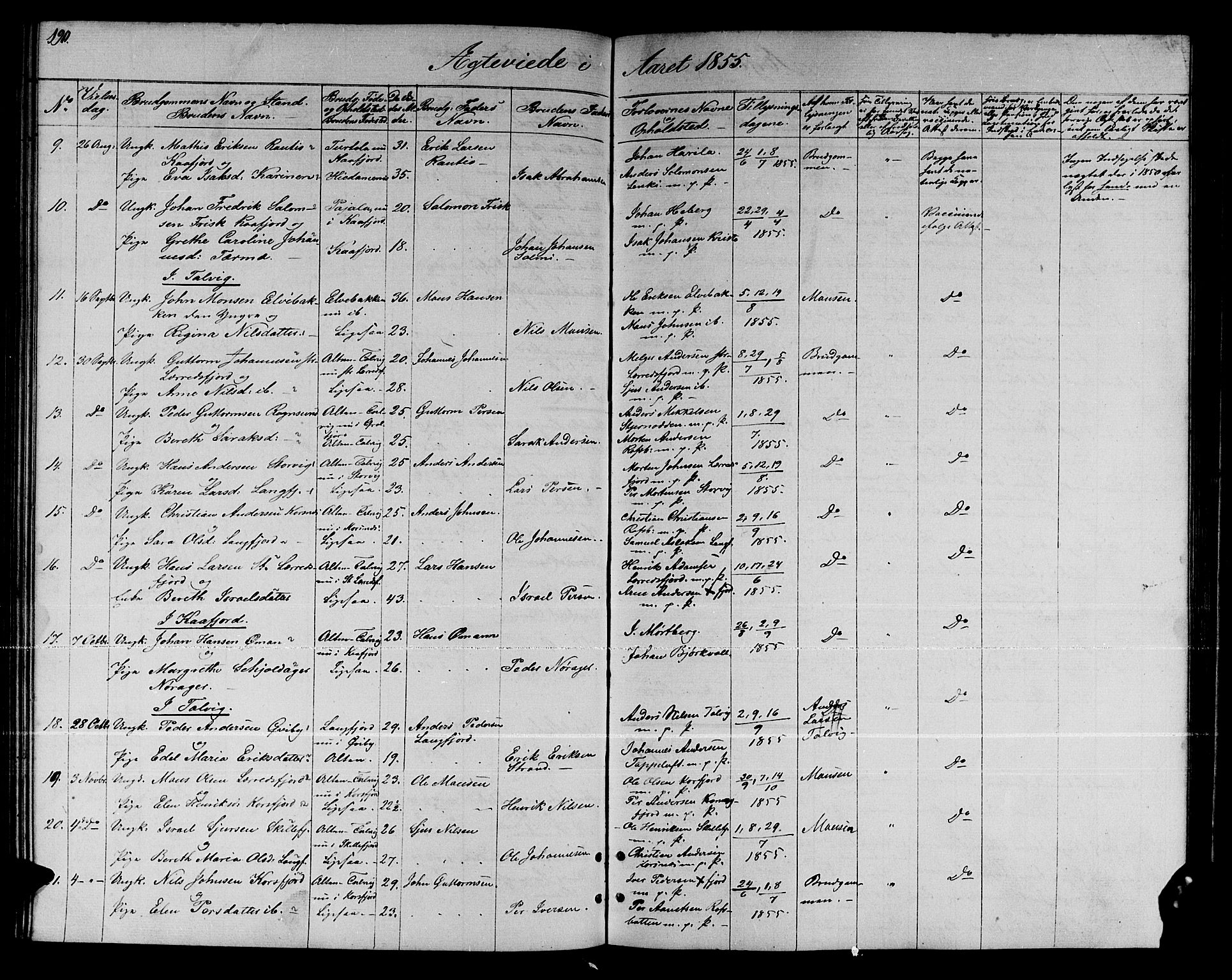 Talvik sokneprestkontor, AV/SATØ-S-1337/H/Hb/L0001klokker: Parish register (copy) no. 1, 1847-1863, p. 190