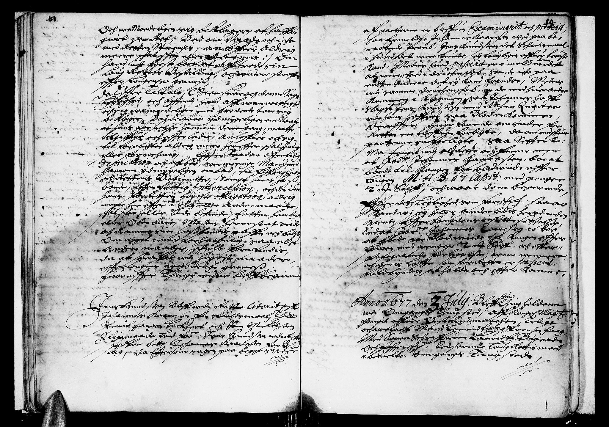 Finnmark sorenskriveri, AV/SATØ-S-0053/F/Fa/L0015: Justisprotokoller, 1677-1678, p. 18b-19a