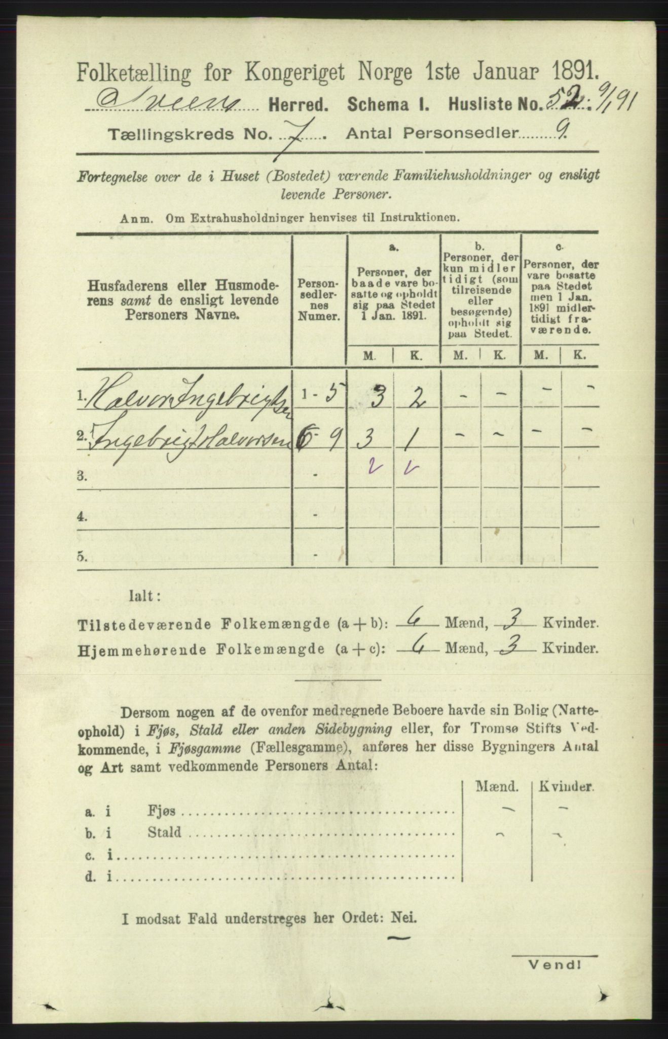 RA, 1891 census for 1216 Sveio, 1891, p. 1970