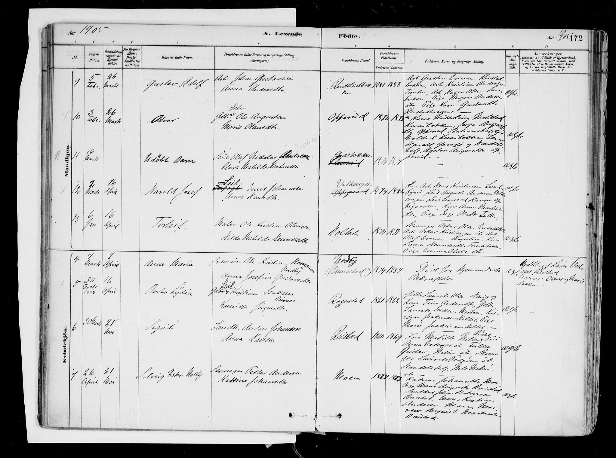 Hurdal prestekontor Kirkebøker, AV/SAO-A-10889/F/Fa/L0007: Parish register (official) no. I 7, 1878-1906, p. 172