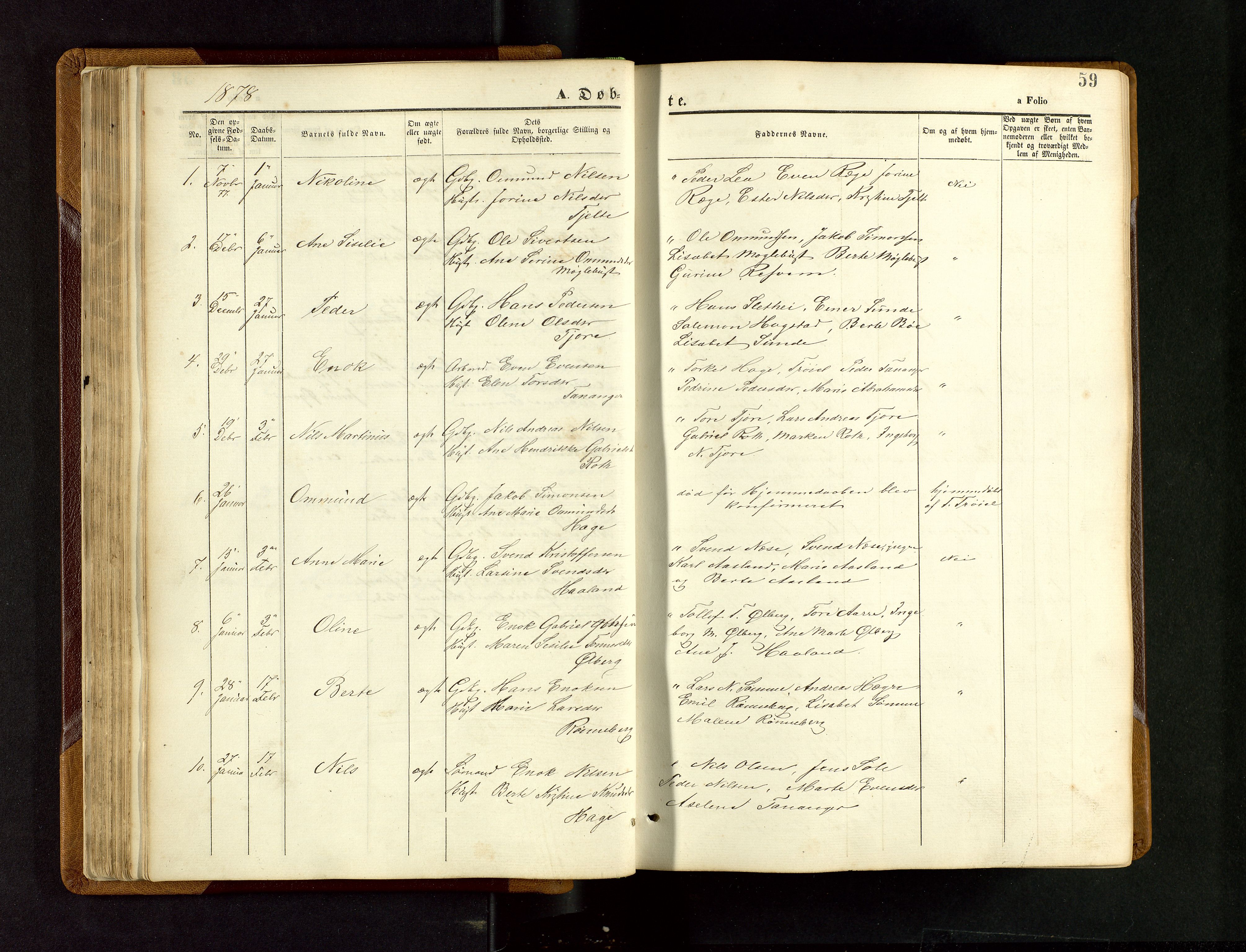 Håland sokneprestkontor, SAST/A-101802/001/30BB/L0003: Parish register (copy) no. B 3, 1873-1893, p. 59