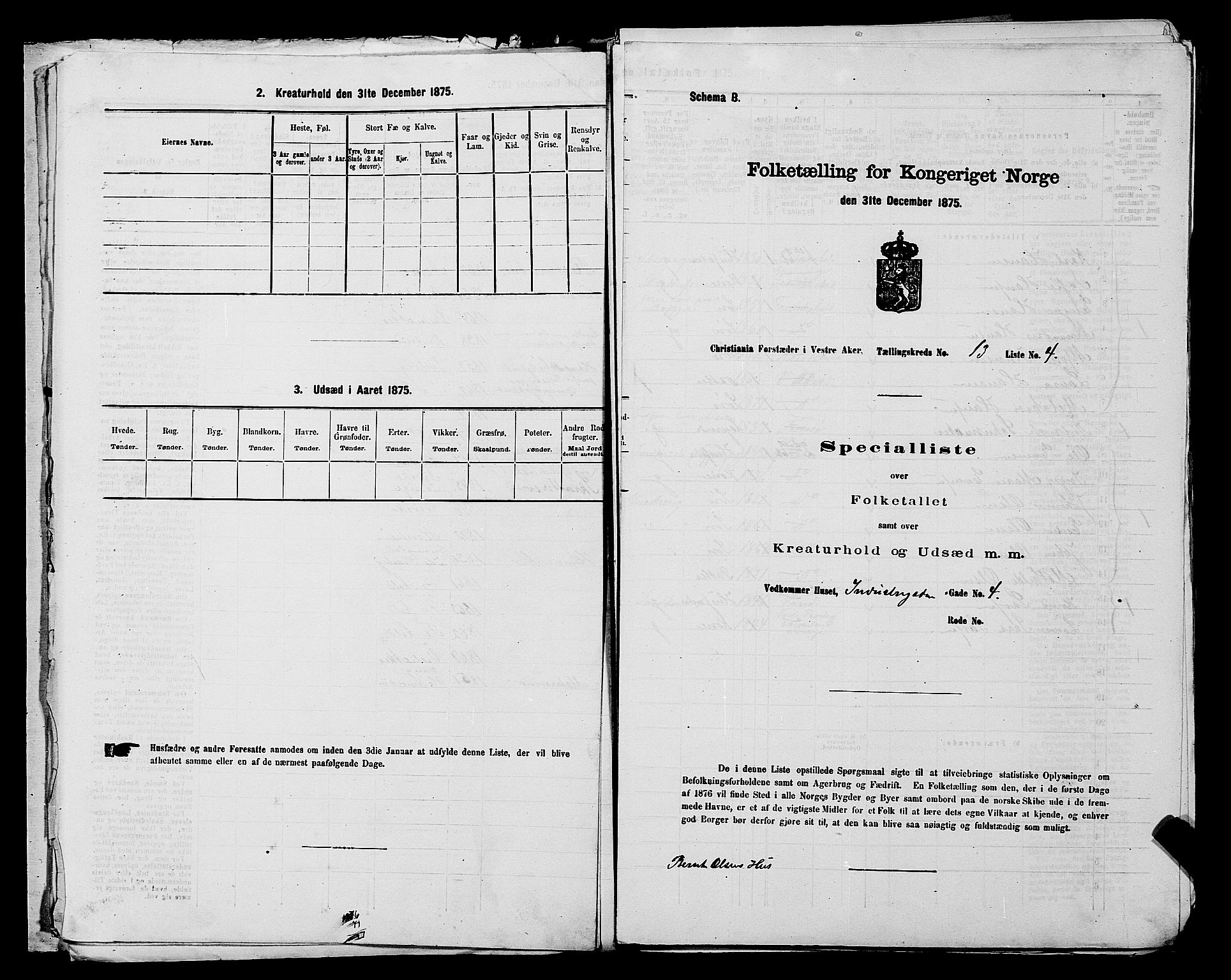 RA, 1875 census for 0218aP Vestre Aker, 1875, p. 2063