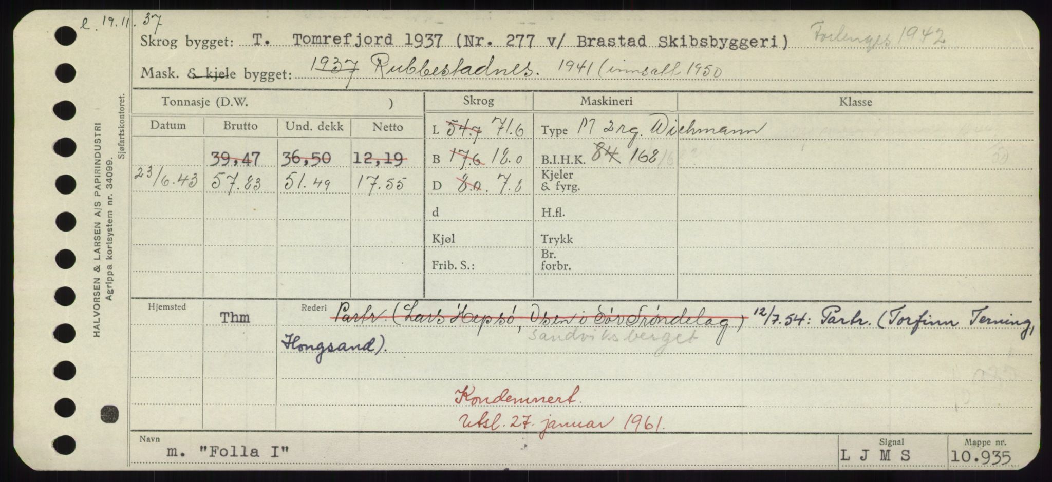 Sjøfartsdirektoratet med forløpere, Skipsmålingen, RA/S-1627/H/Hd/L0011: Fartøy, Fla-Får, p. 147