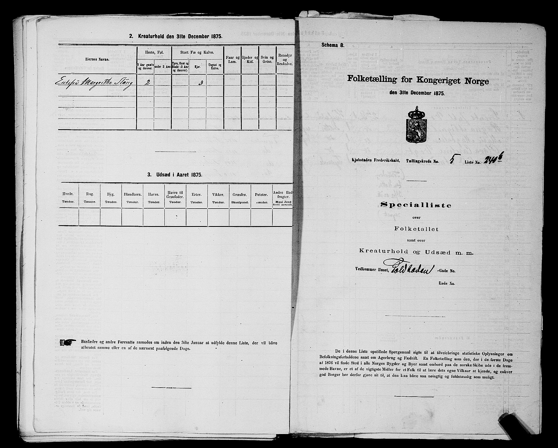 RA, 1875 census for 0101P Fredrikshald, 1875, p. 574