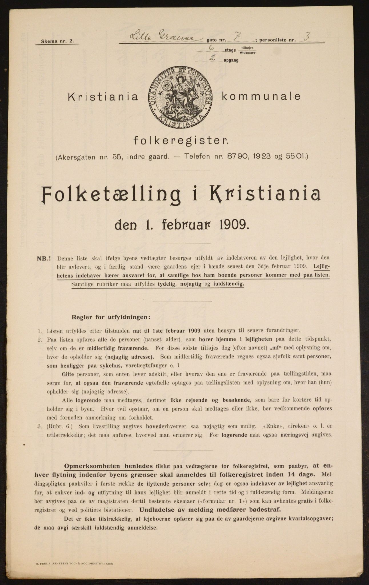 OBA, Municipal Census 1909 for Kristiania, 1909, p. 52522