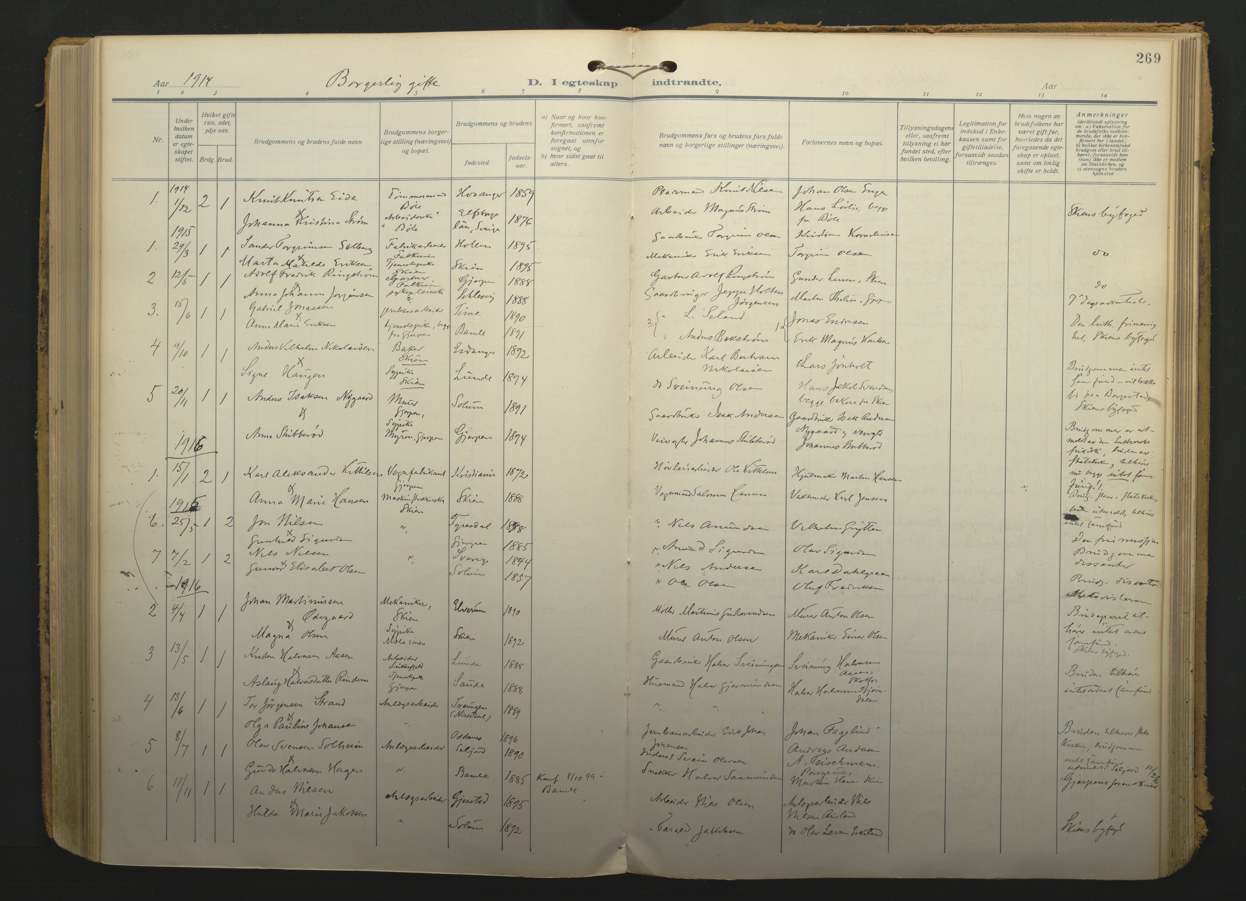 Gjerpen kirkebøker, SAKO/A-265/F/Fa/L0013: Parish register (official) no. I 13, 1914-1924, p. 269