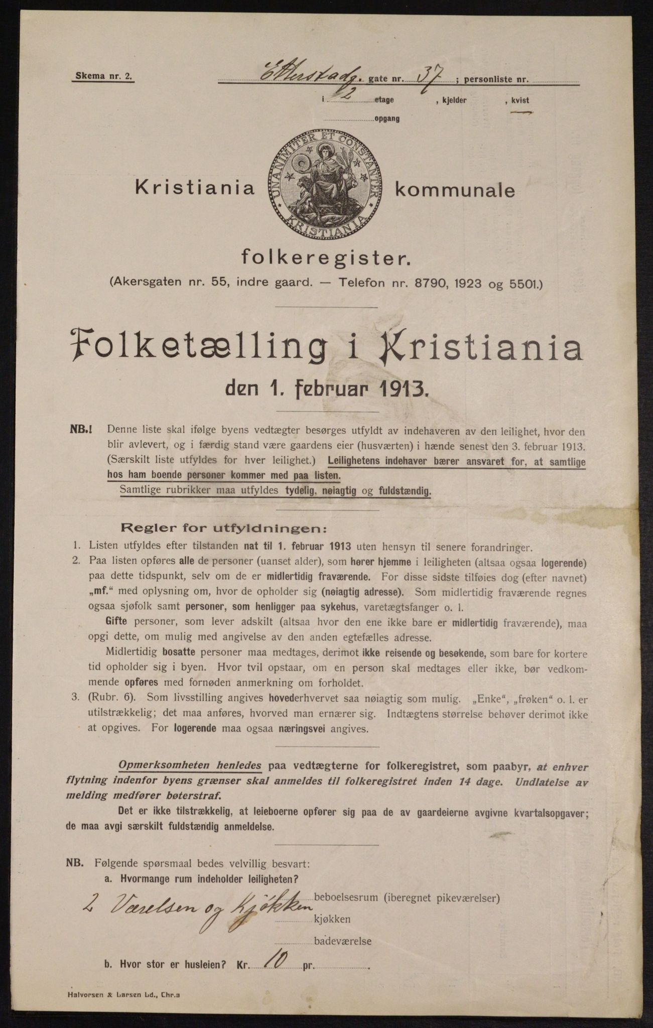 OBA, Municipal Census 1913 for Kristiania, 1913, p. 22744