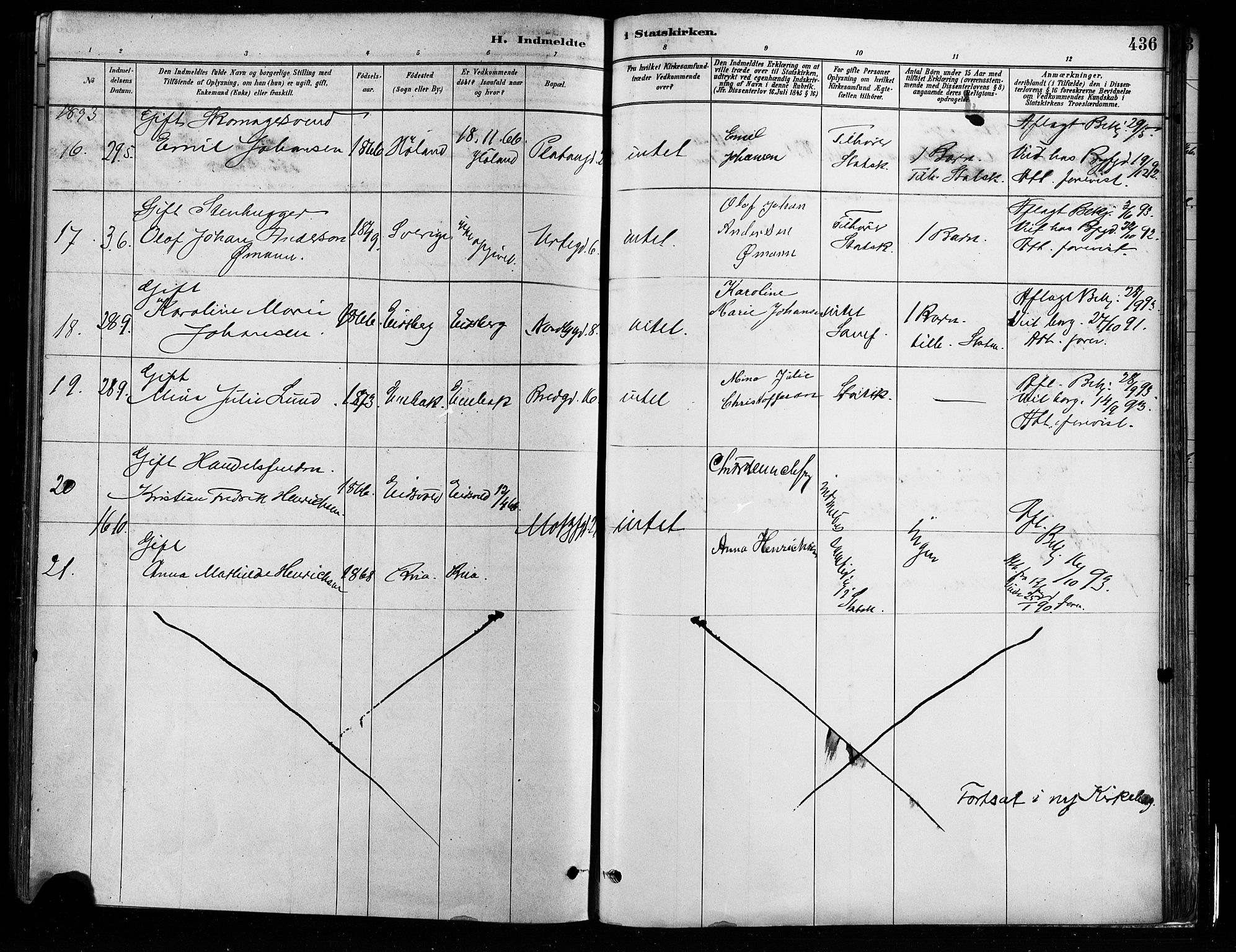 Grønland prestekontor Kirkebøker, SAO/A-10848/F/Fa/L0008: Parish register (official) no. 8, 1881-1893, p. 436
