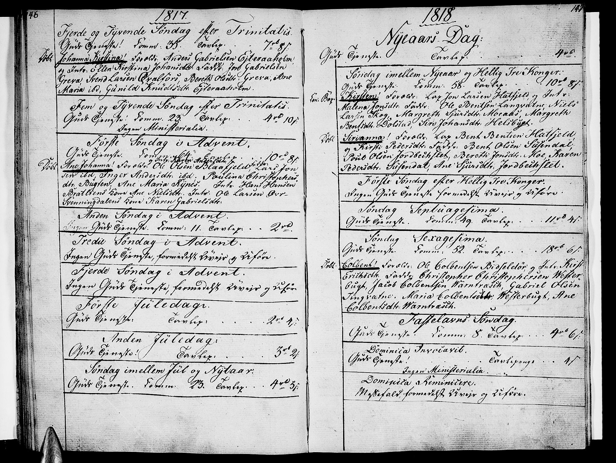 Ministerialprotokoller, klokkerbøker og fødselsregistre - Nordland, SAT/A-1459/820/L0287: Parish register (official) no. 820A08, 1800-1819, p. 146-147