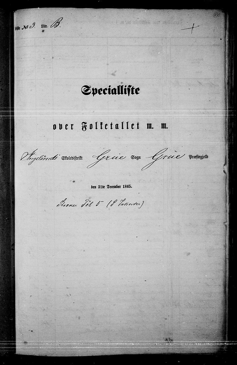 RA, 1865 census for Grue, 1865, p. 77