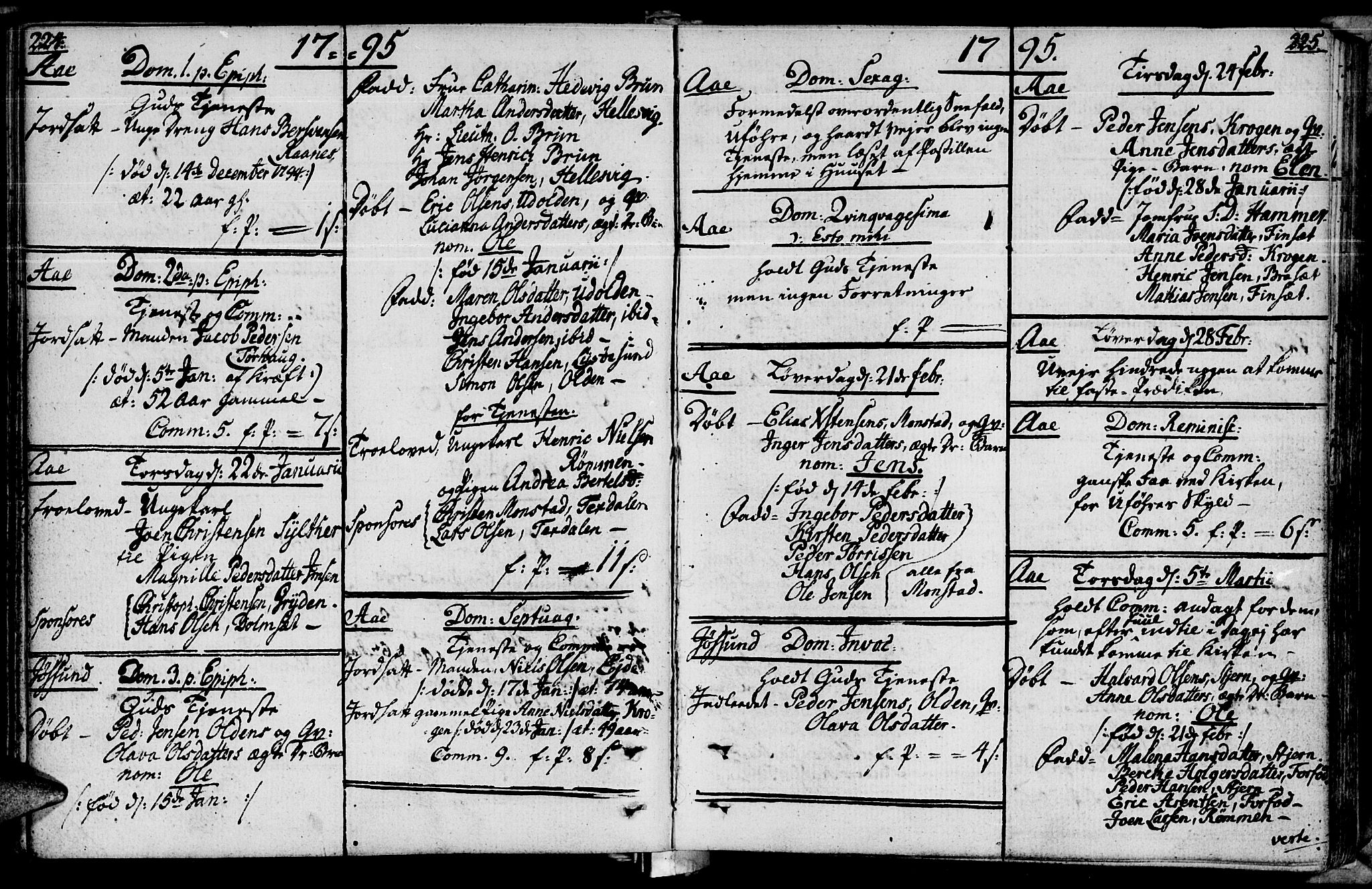 Ministerialprotokoller, klokkerbøker og fødselsregistre - Sør-Trøndelag, SAT/A-1456/655/L0673: Parish register (official) no. 655A02, 1780-1801, p. 224-225