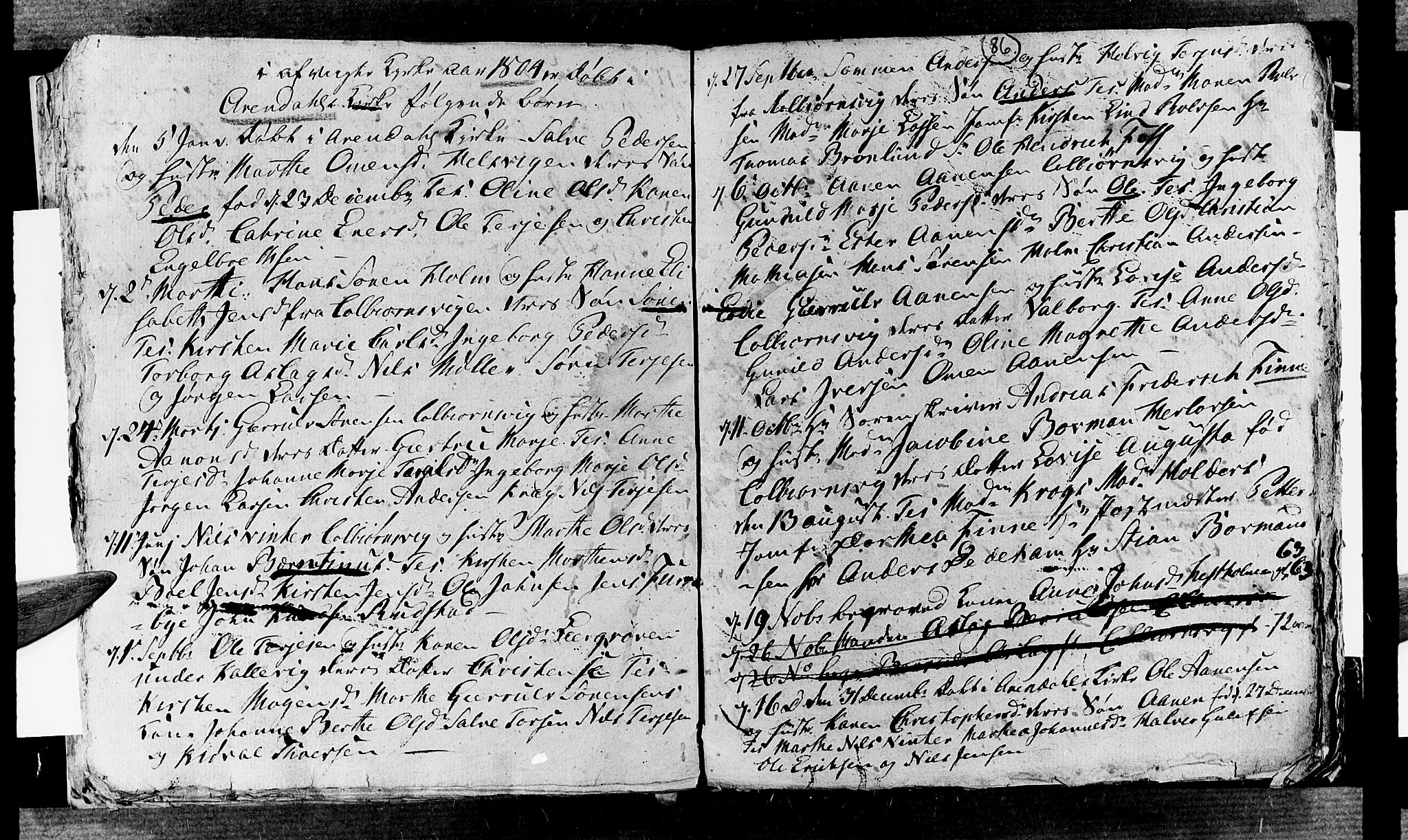 Øyestad sokneprestkontor, AV/SAK-1111-0049/F/Fb/L0002: Parish register (copy) no. B 2, 1795-1807, p. 86