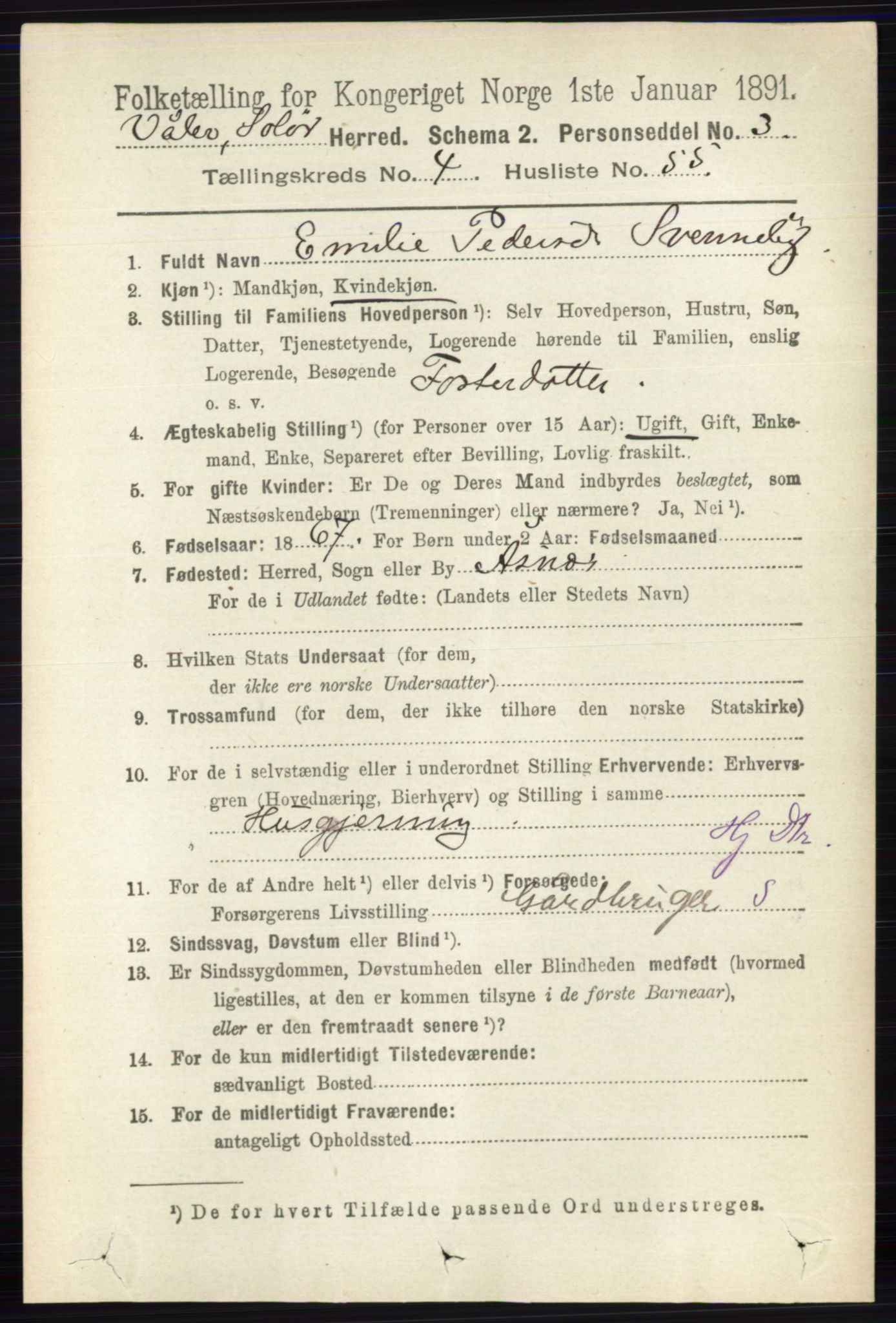 RA, 1891 census for 0426 Våler, 1891, p. 1802