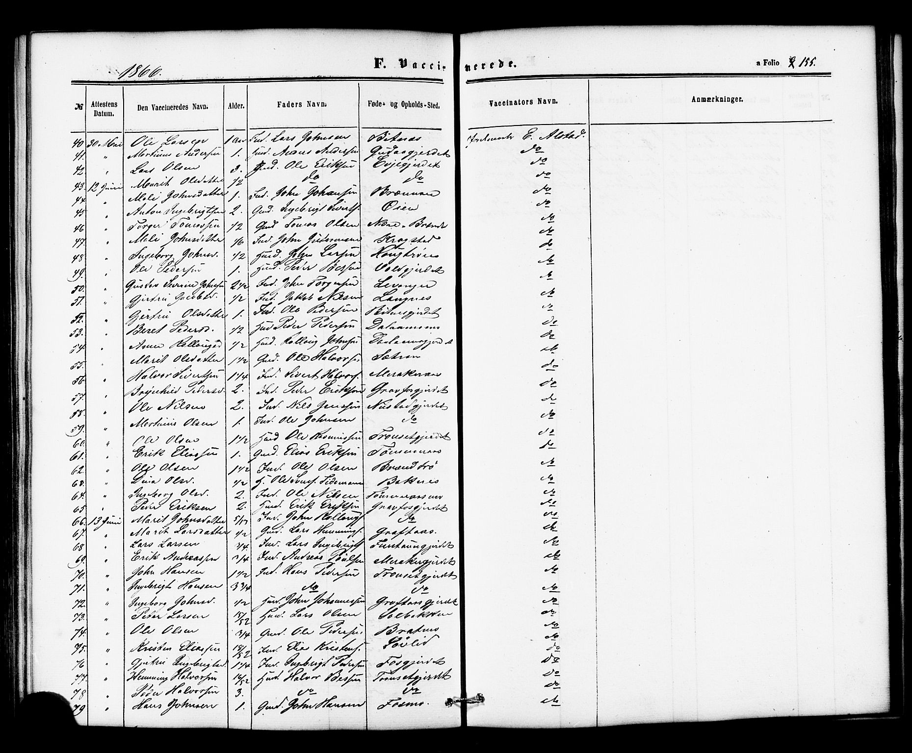 Ministerialprotokoller, klokkerbøker og fødselsregistre - Nord-Trøndelag, AV/SAT-A-1458/706/L0041: Parish register (official) no. 706A02, 1862-1877, p. 155