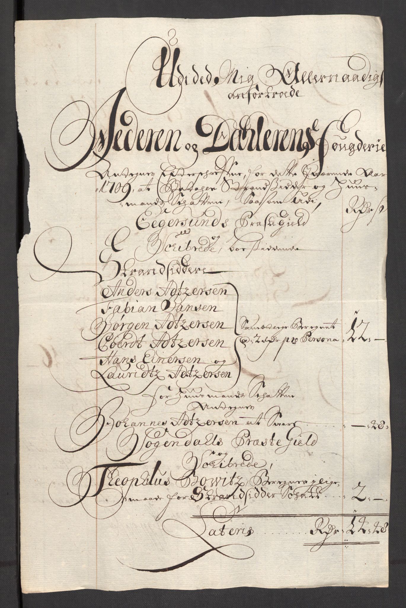 Rentekammeret inntil 1814, Reviderte regnskaper, Fogderegnskap, RA/EA-4092/R46/L2734: Fogderegnskap Jæren og Dalane, 1709-1710, p. 39