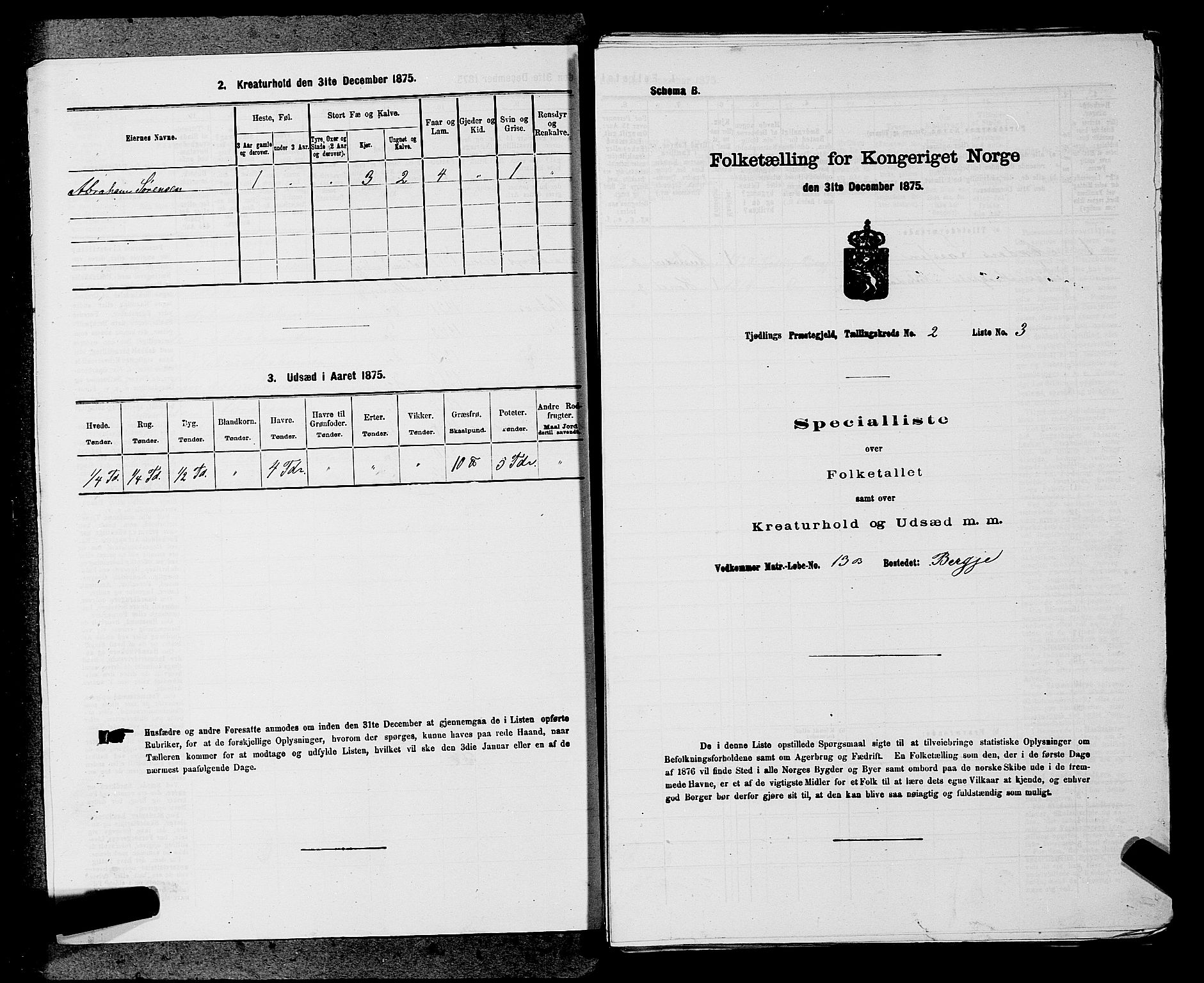 SAKO, 1875 census for 0725P Tjølling, 1875, p. 395