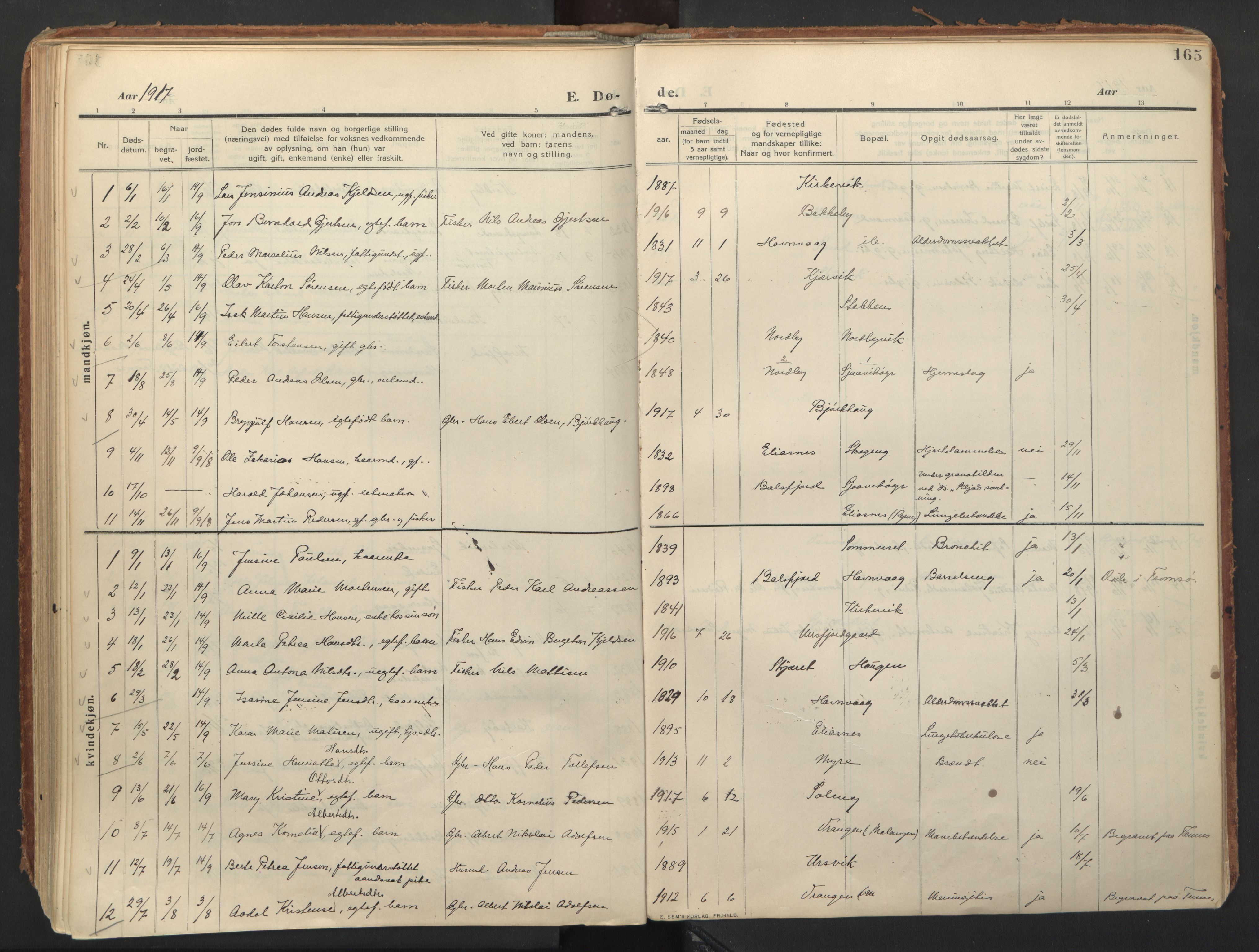 Balsfjord sokneprestembete, AV/SATØ-S-1303/G/Ga/L0008kirke: Parish register (official) no. 8, 1910-1927, p. 165