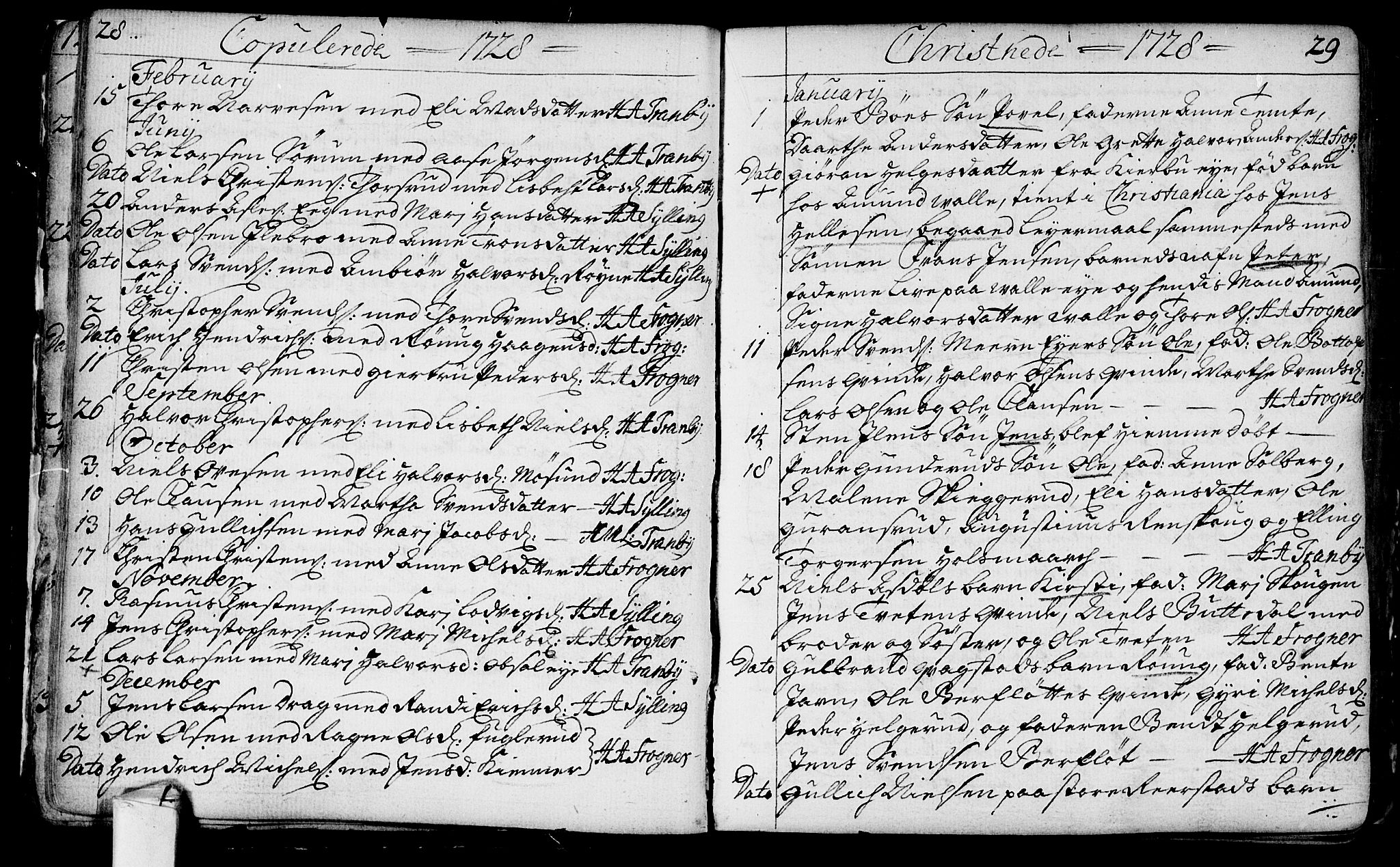 Lier kirkebøker, SAKO/A-230/F/Fa/L0003: Parish register (official) no. I 3, 1727-1748, p. 28-29